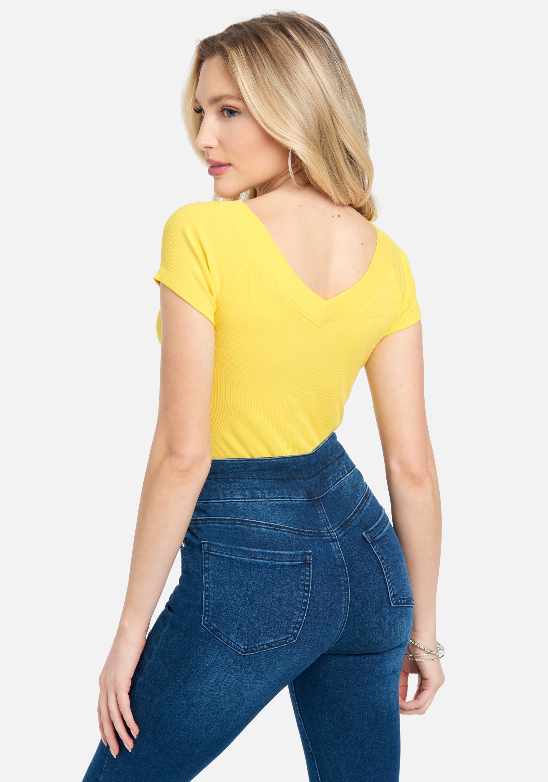 Crystal Logo Double V-Neck Short Sleeve Tee