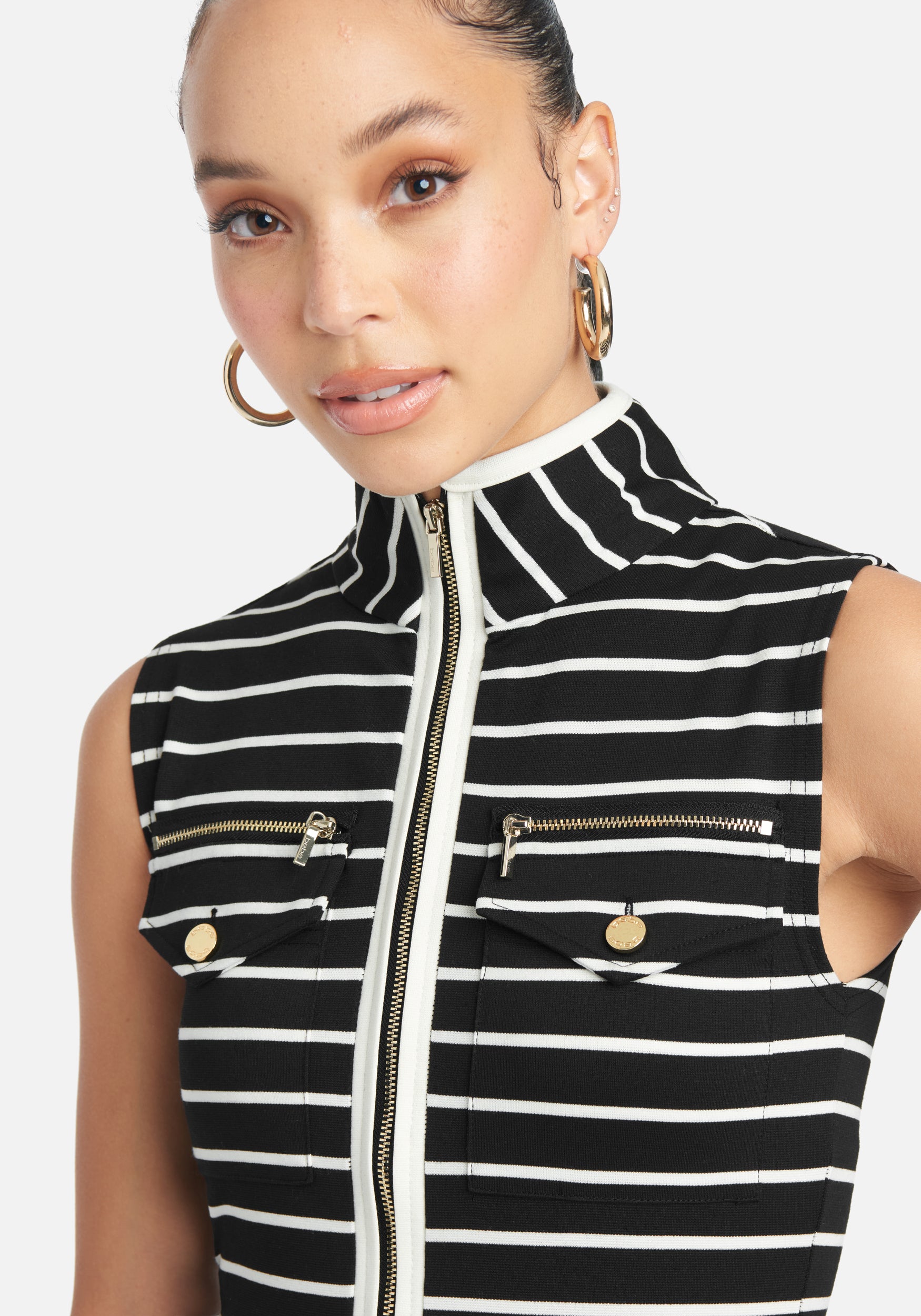 Striped Mock Neck Dress