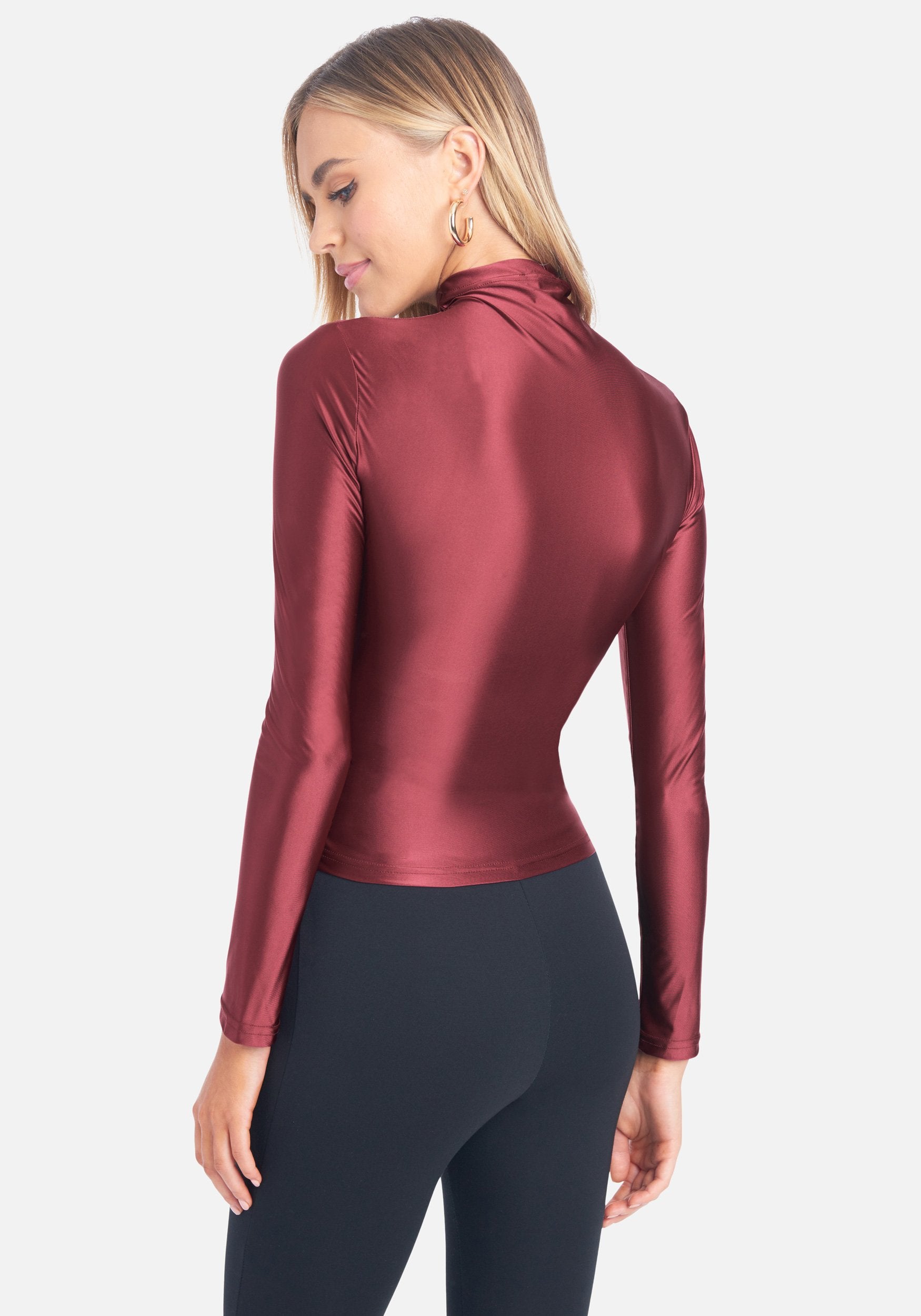 Long Sleeve Shiny Knit Top