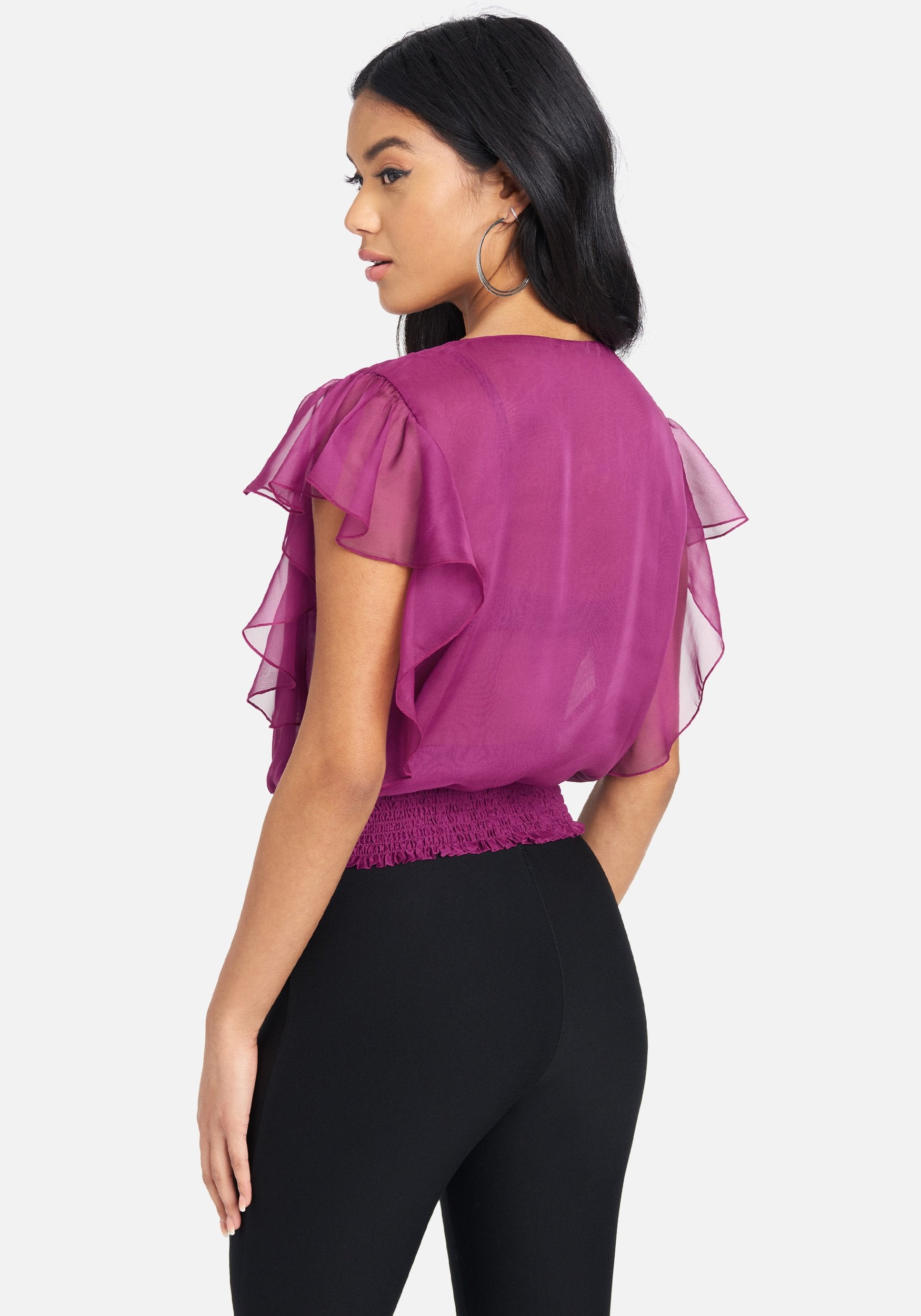 Chiffon Flutter Sleeve Woven Top