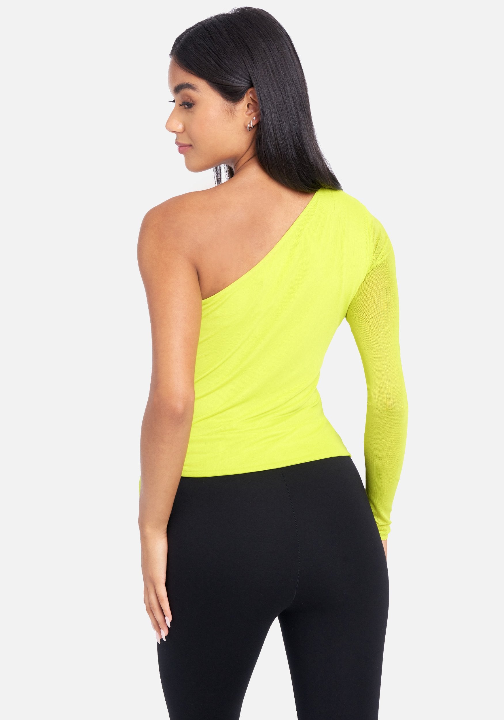 One Sleeve Mesh Side Tie Top
