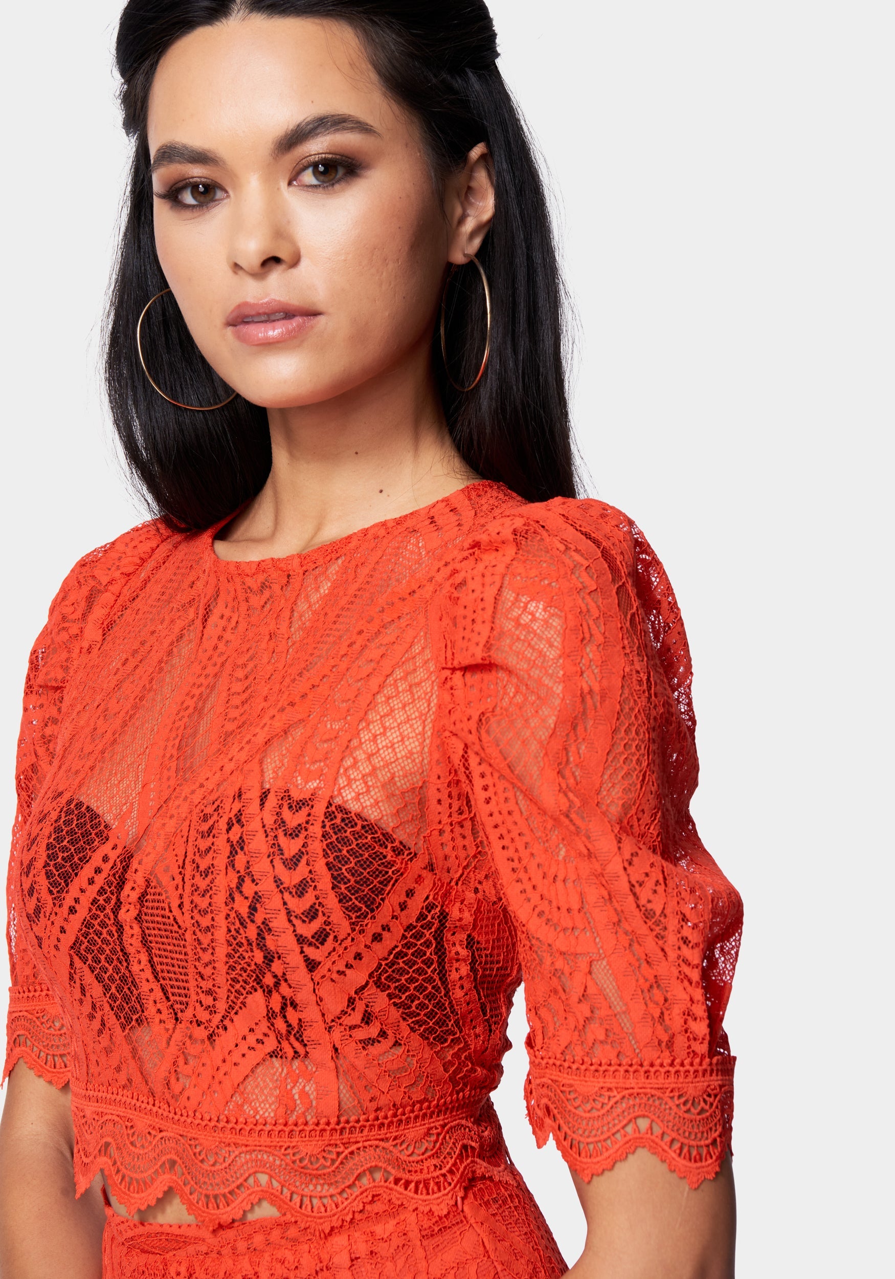 Corded Lace Puff Sleeve Top