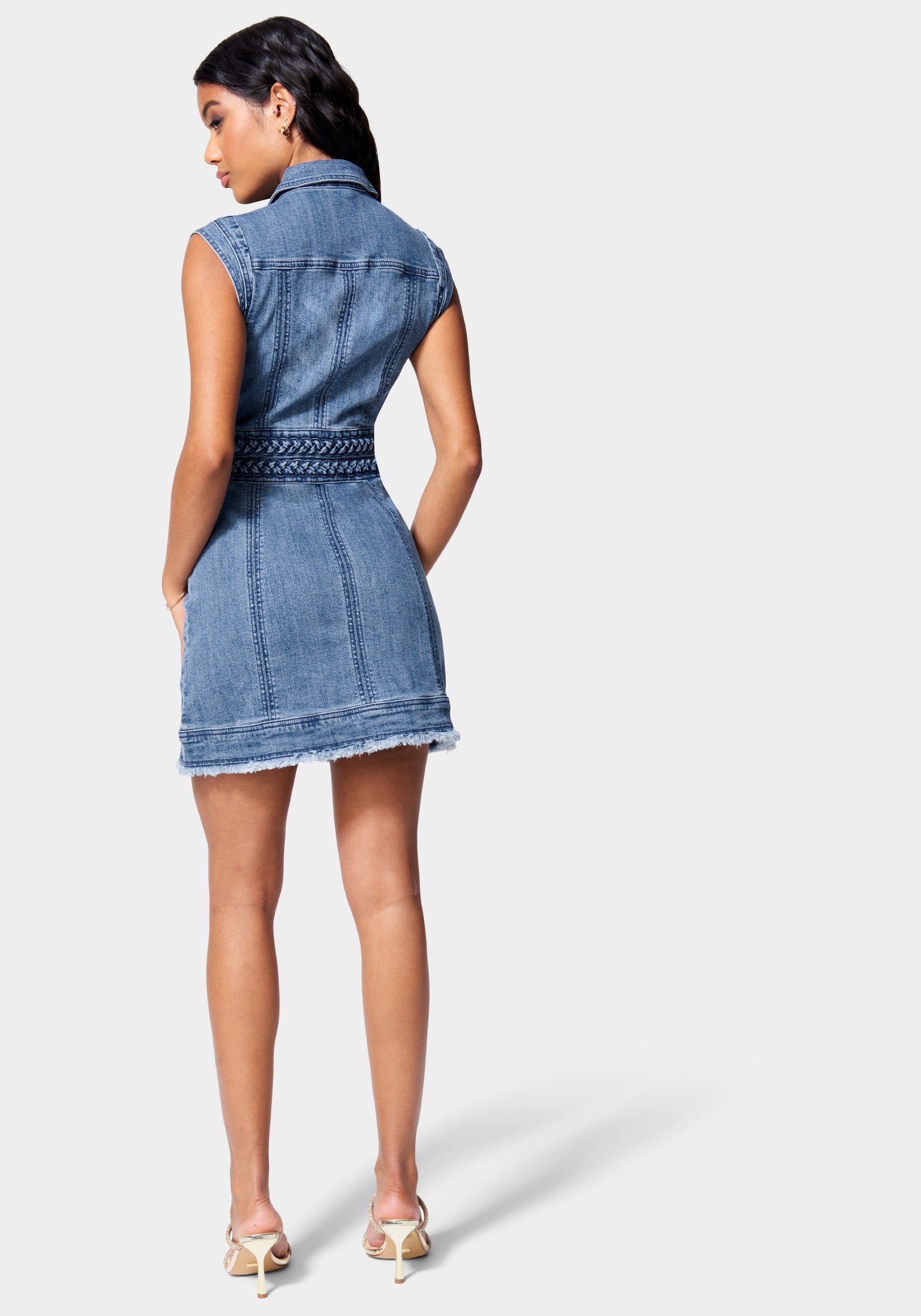Braided Trim Denim Dress