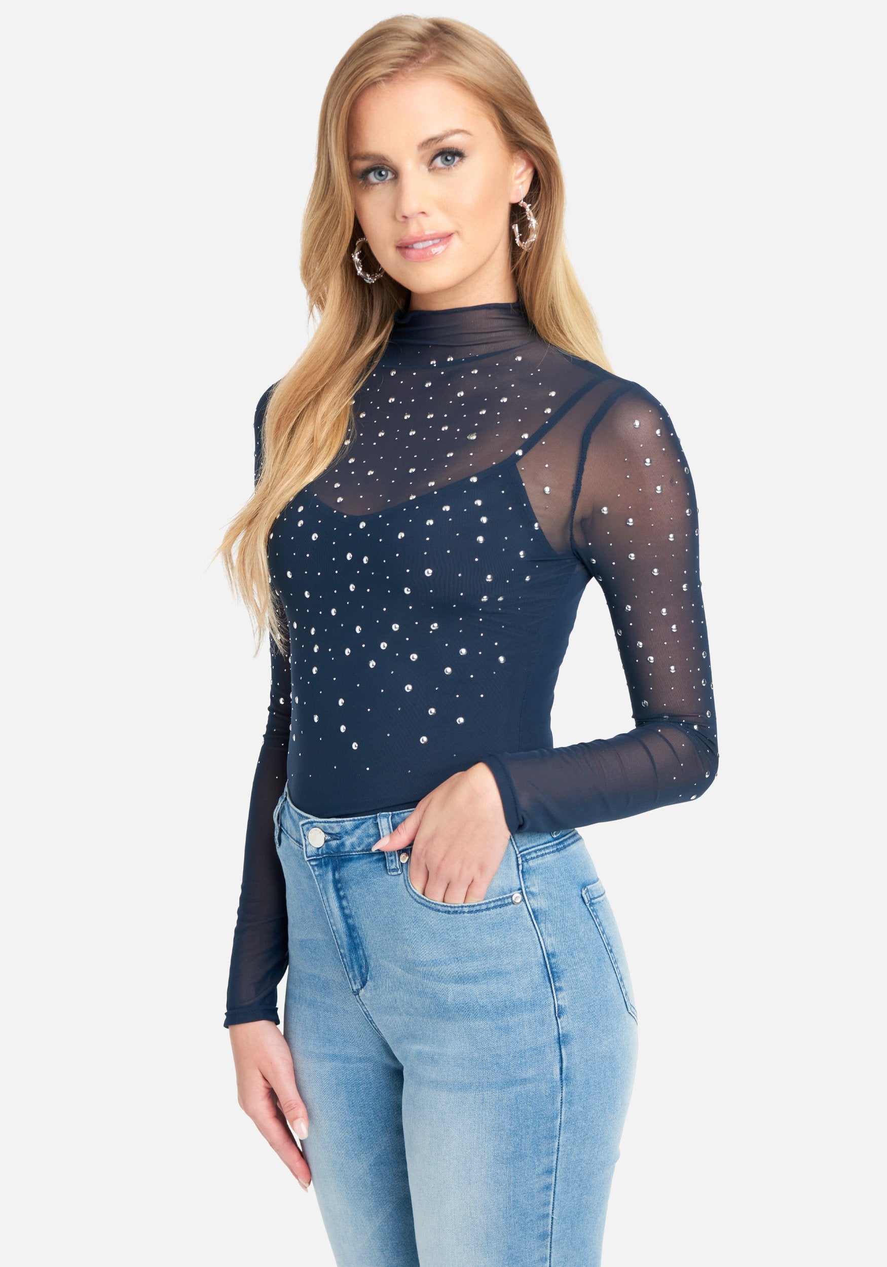 Embellished Mesh Top & Matching Cami
