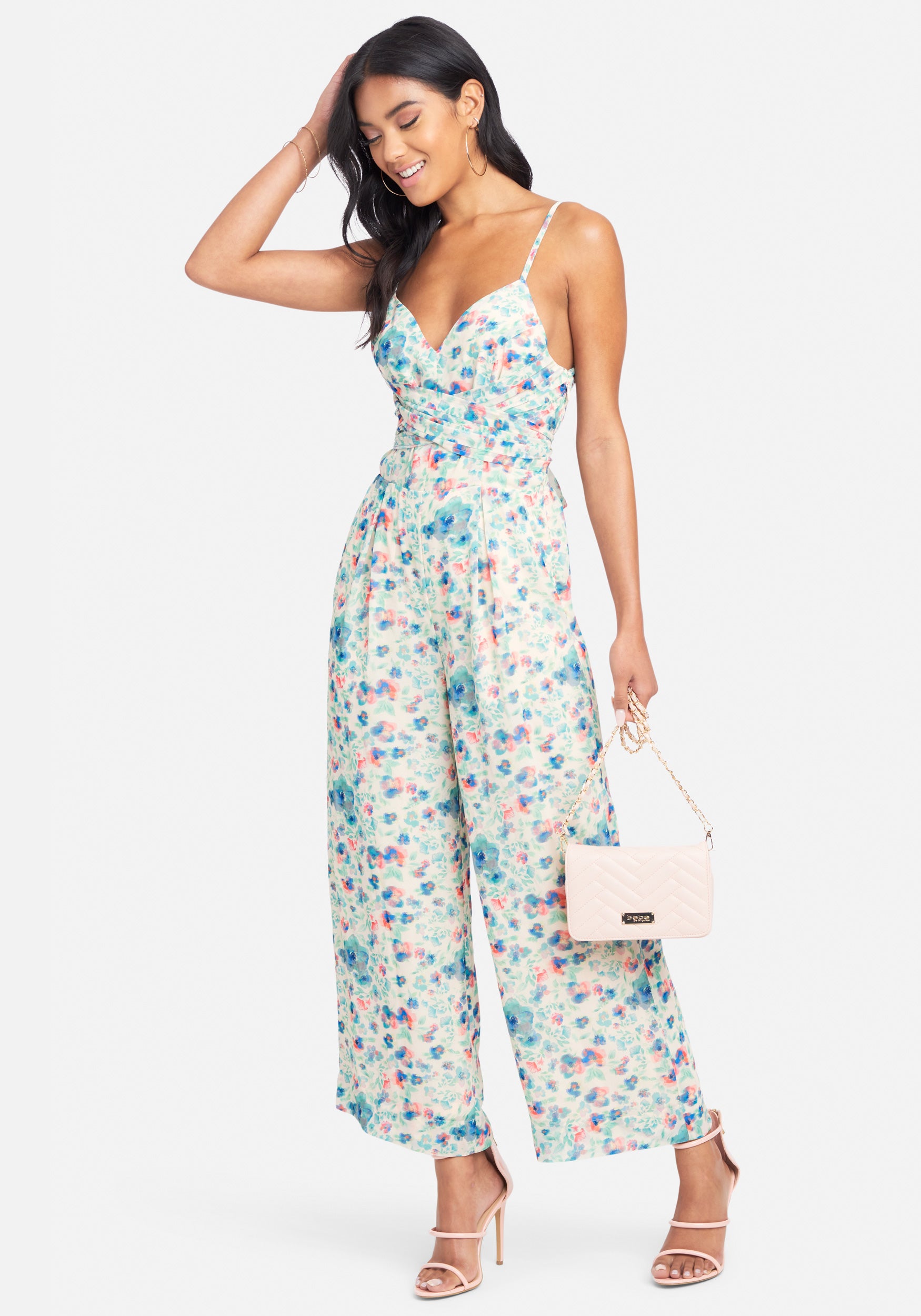 Wrap Waist Printed Culotte Jumpsuit