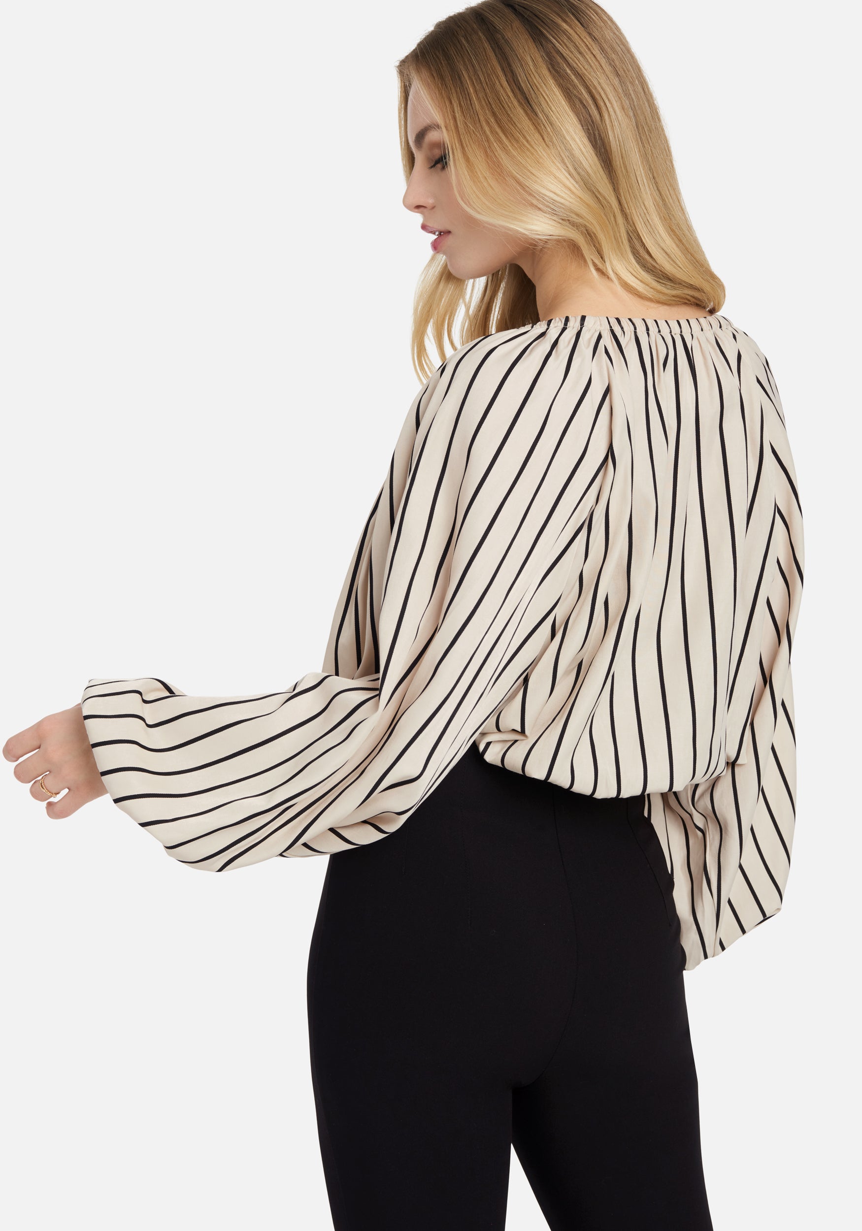 Twill Stripe Long Sleeve Bolero 2-Piece Top