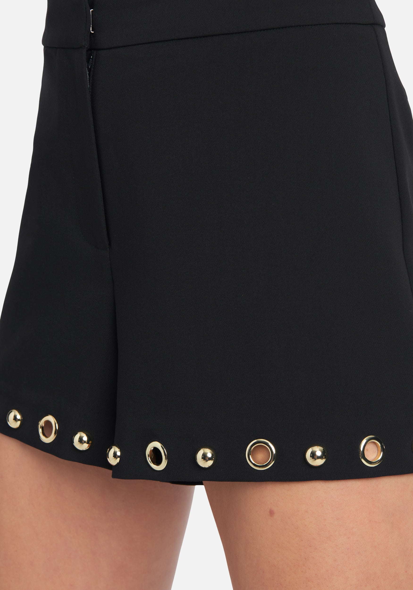 Grommet Detail Twill Shorts