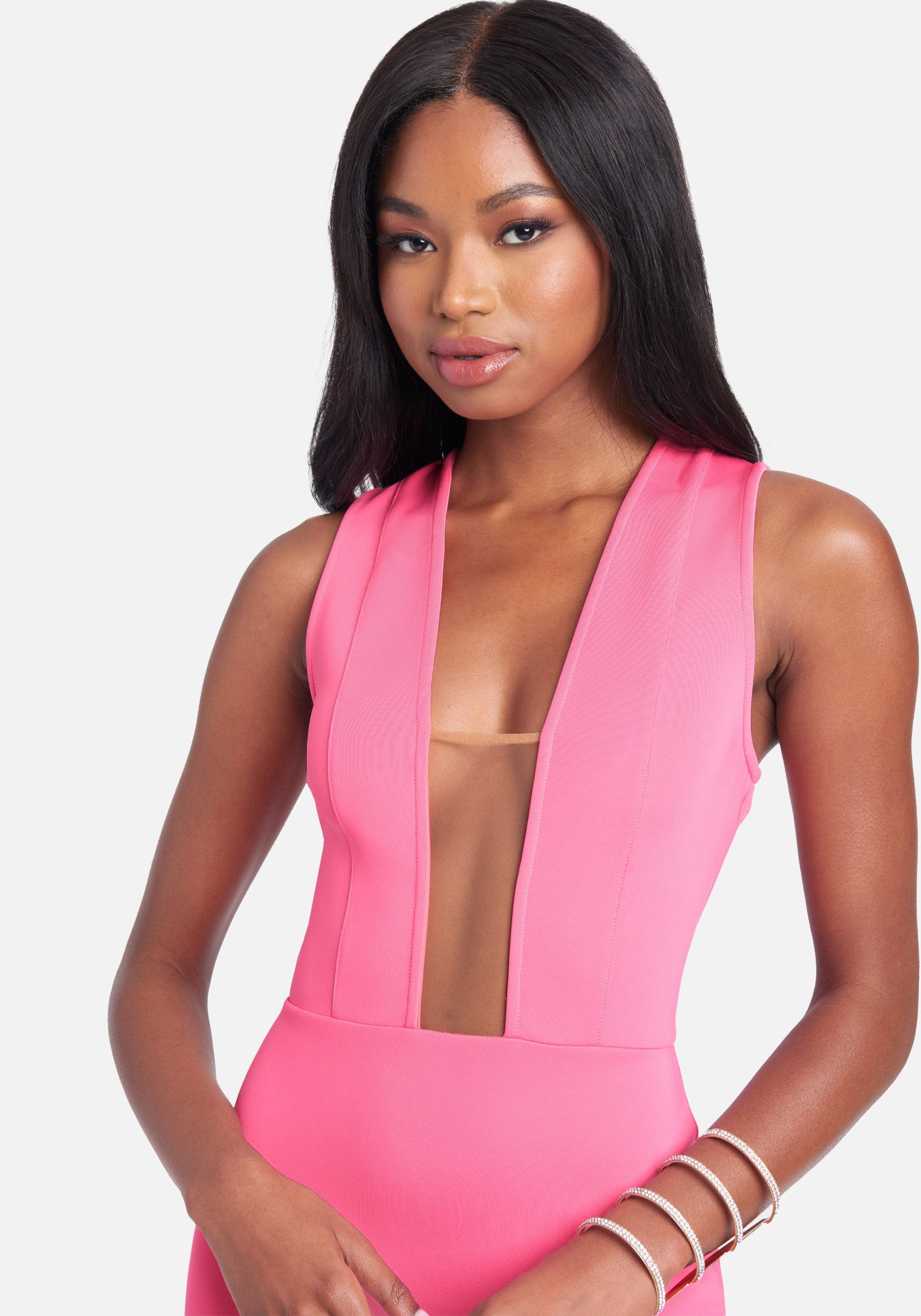 Illusion Mesh Scuba Dress