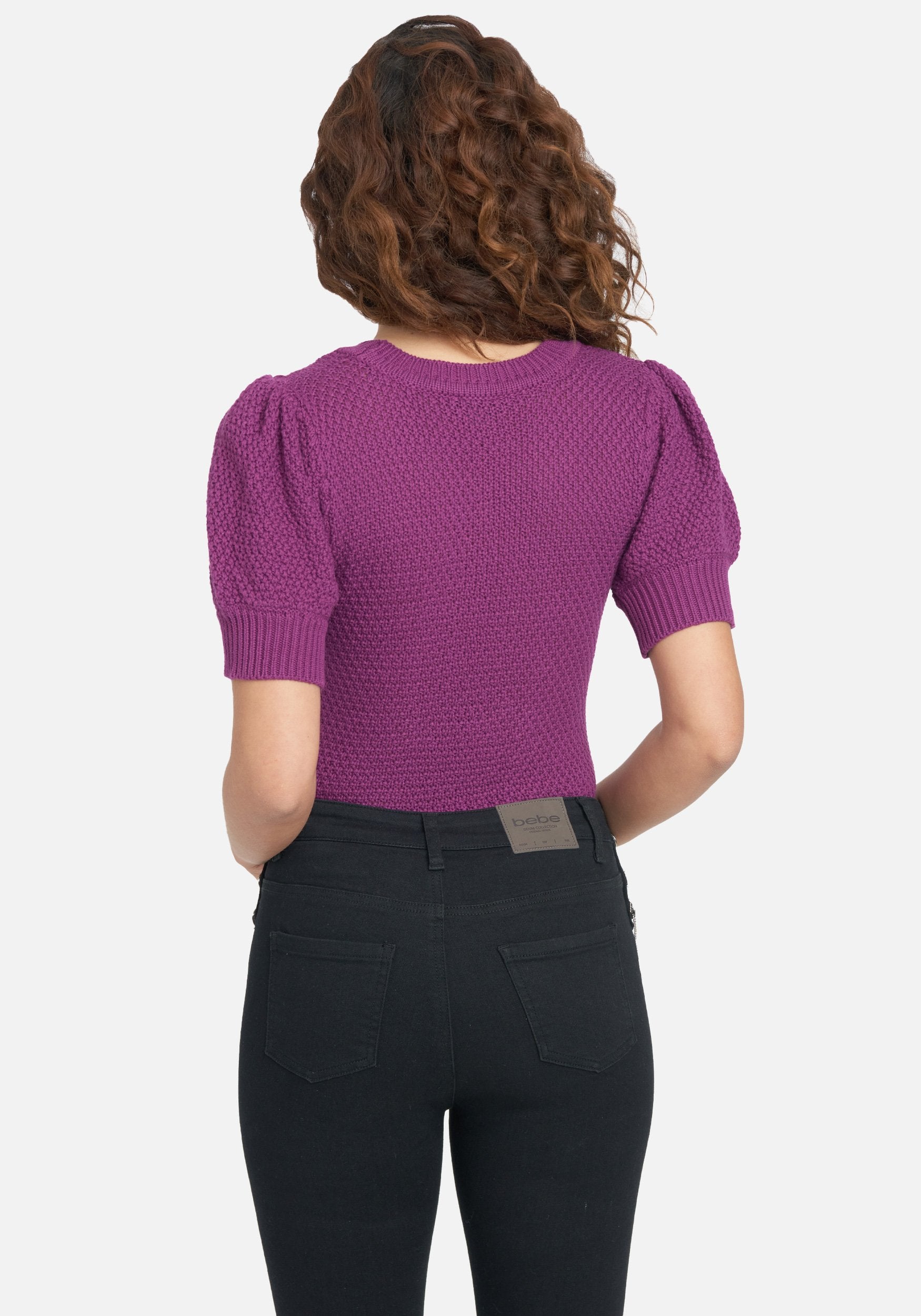 Puff Sleeve Scoop Neck Sweater Top