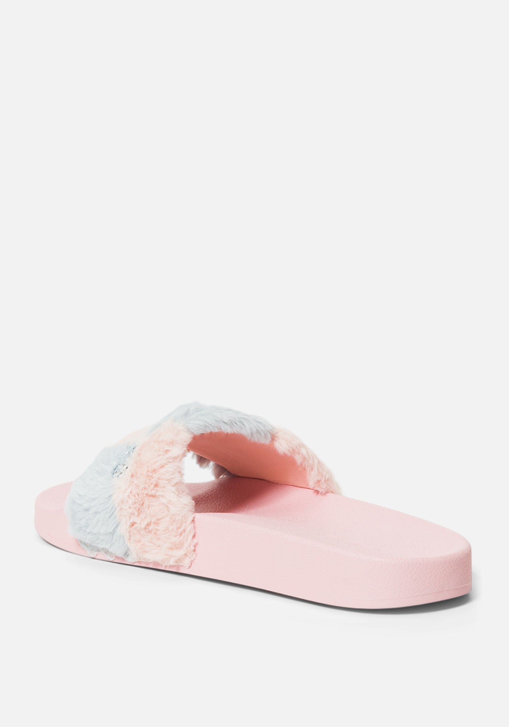 Fantasia Plaid Faux Fur Slides
