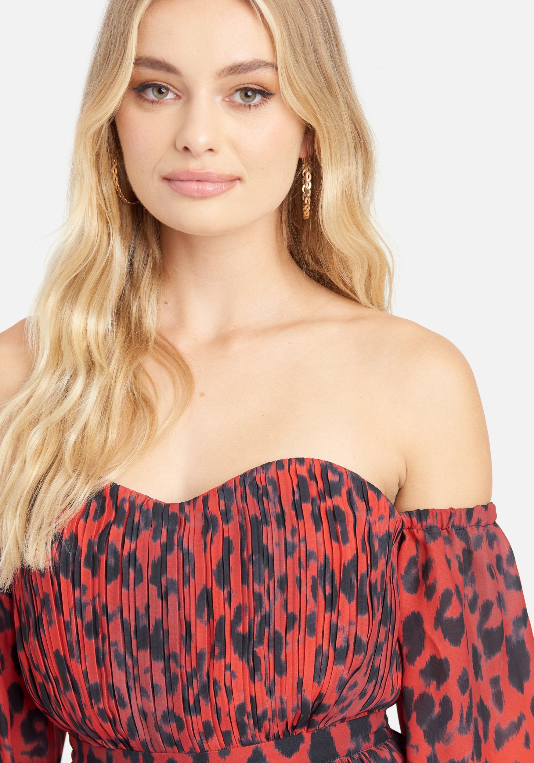 Off the Shoulder Front Slit Maxi Dress