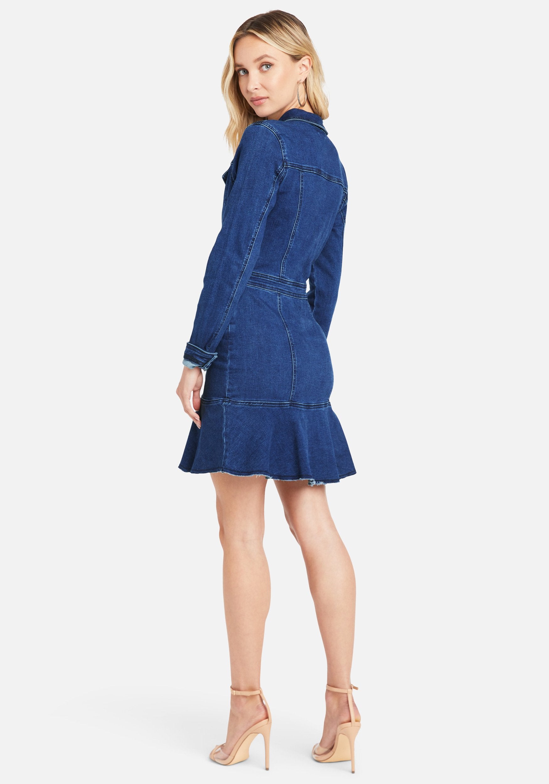 Flared Hem Denim Dress