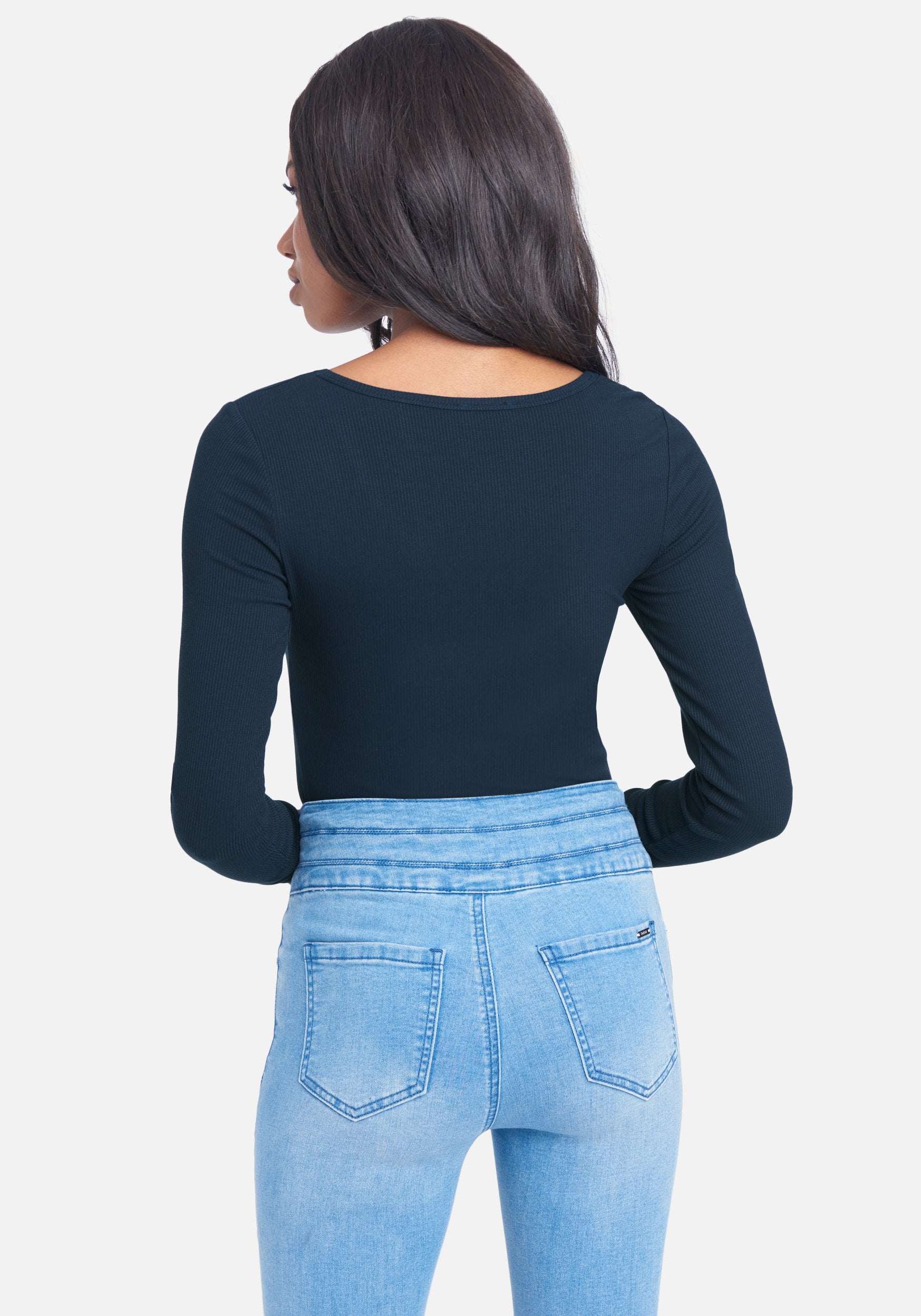 Crystal Logo V-Neck Long Sleeve Tee