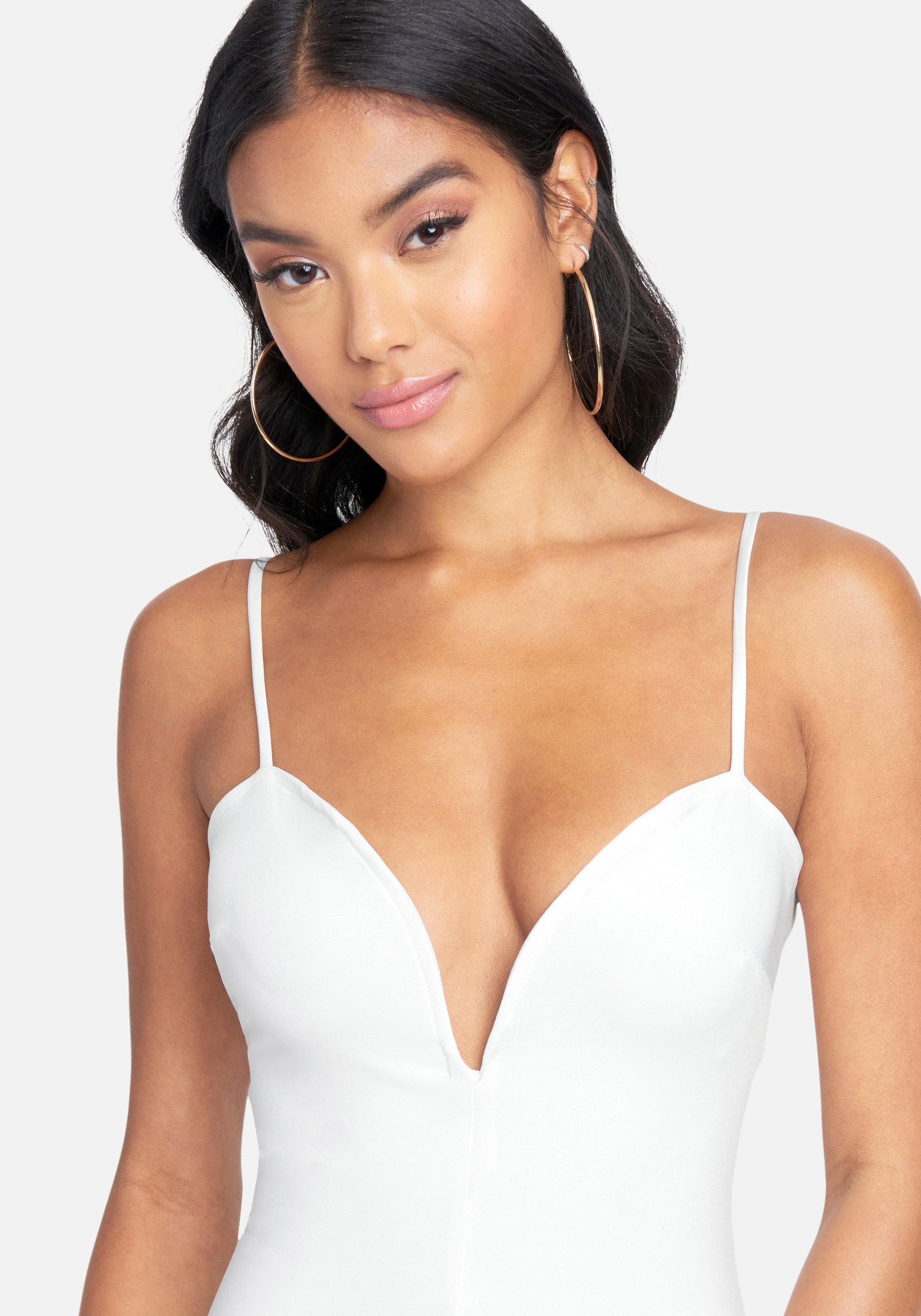 Plunge Neck Bodycon Midi Dress