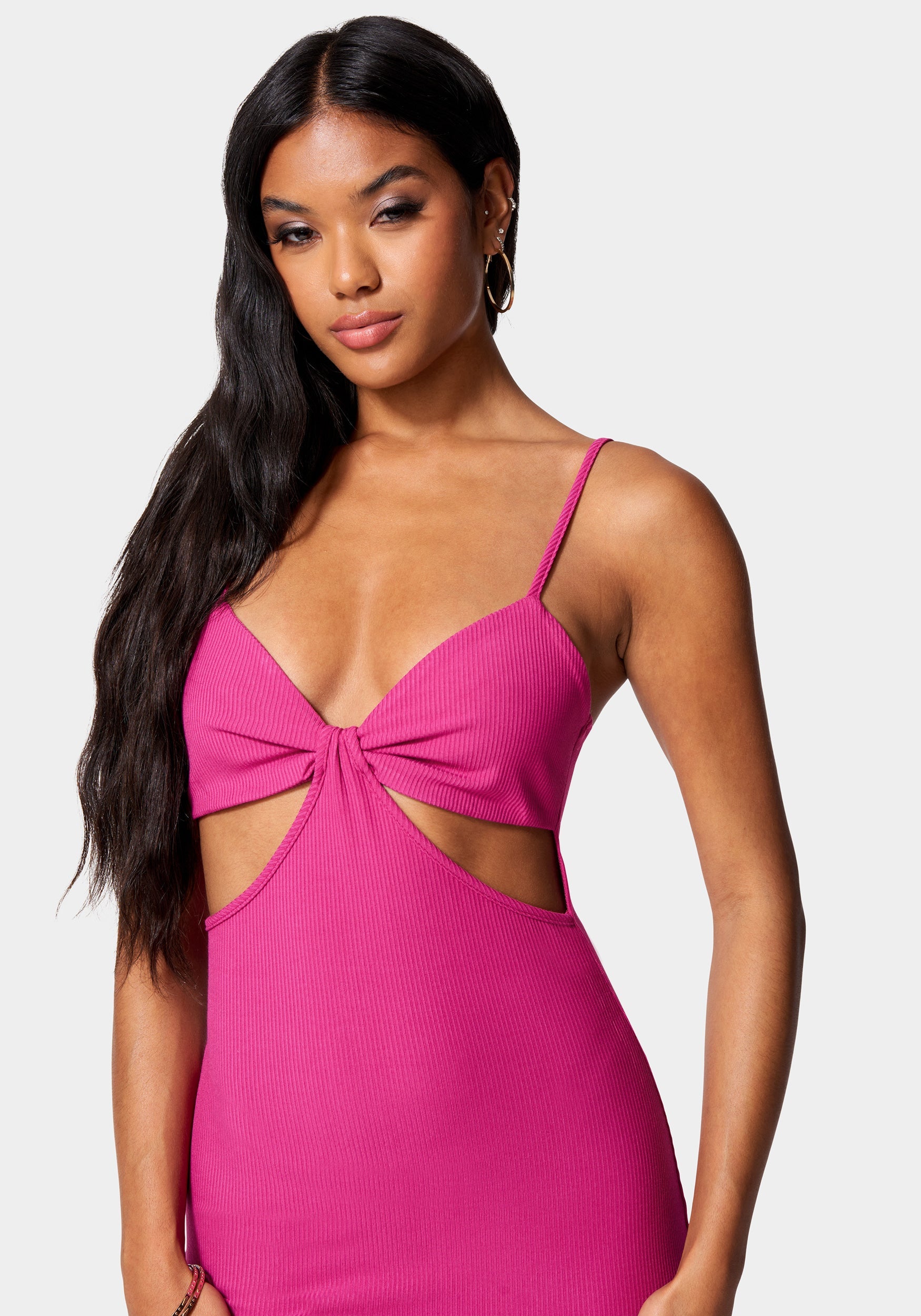 Side Cutout Slit Leg Midi Dress