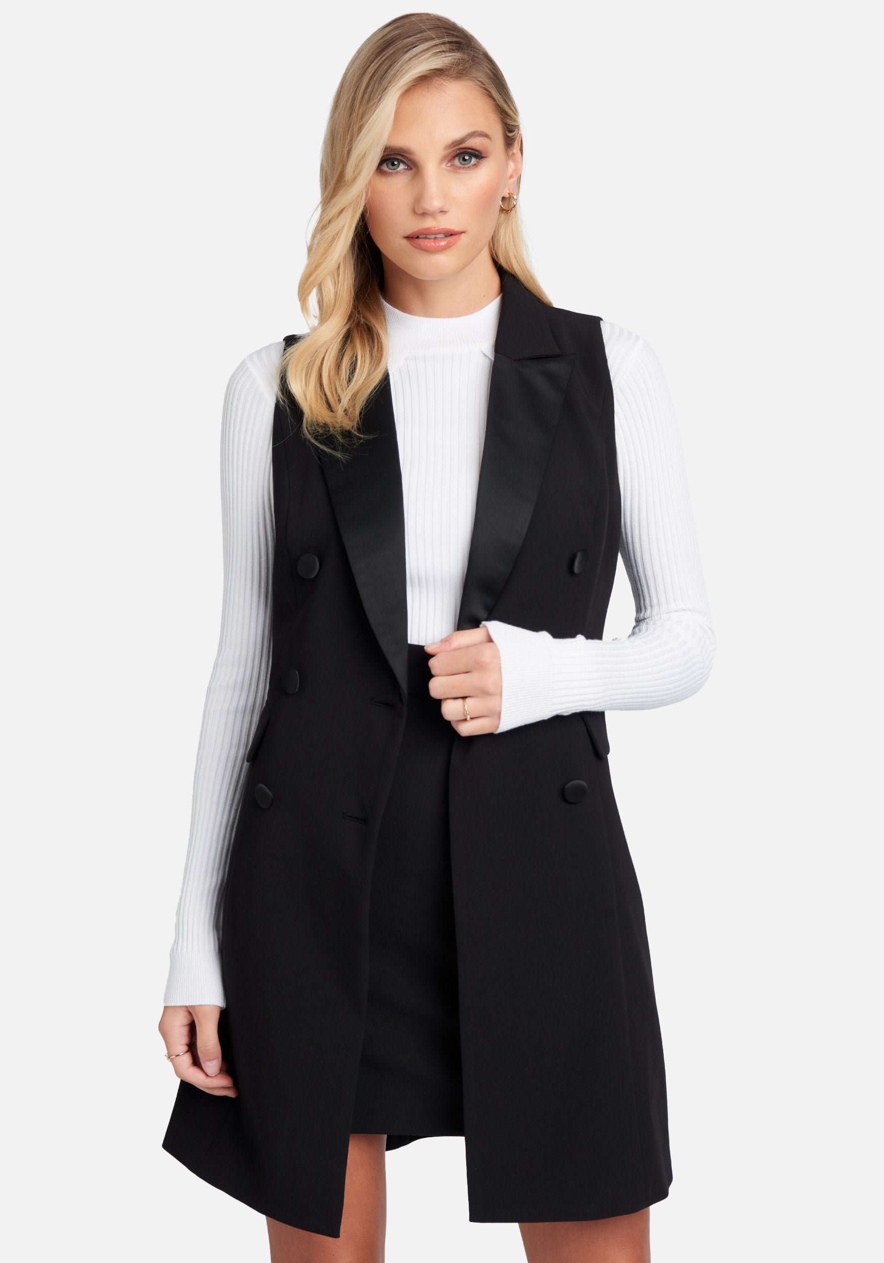 Tuxedo Style Stretch Twill Double Breast Vest