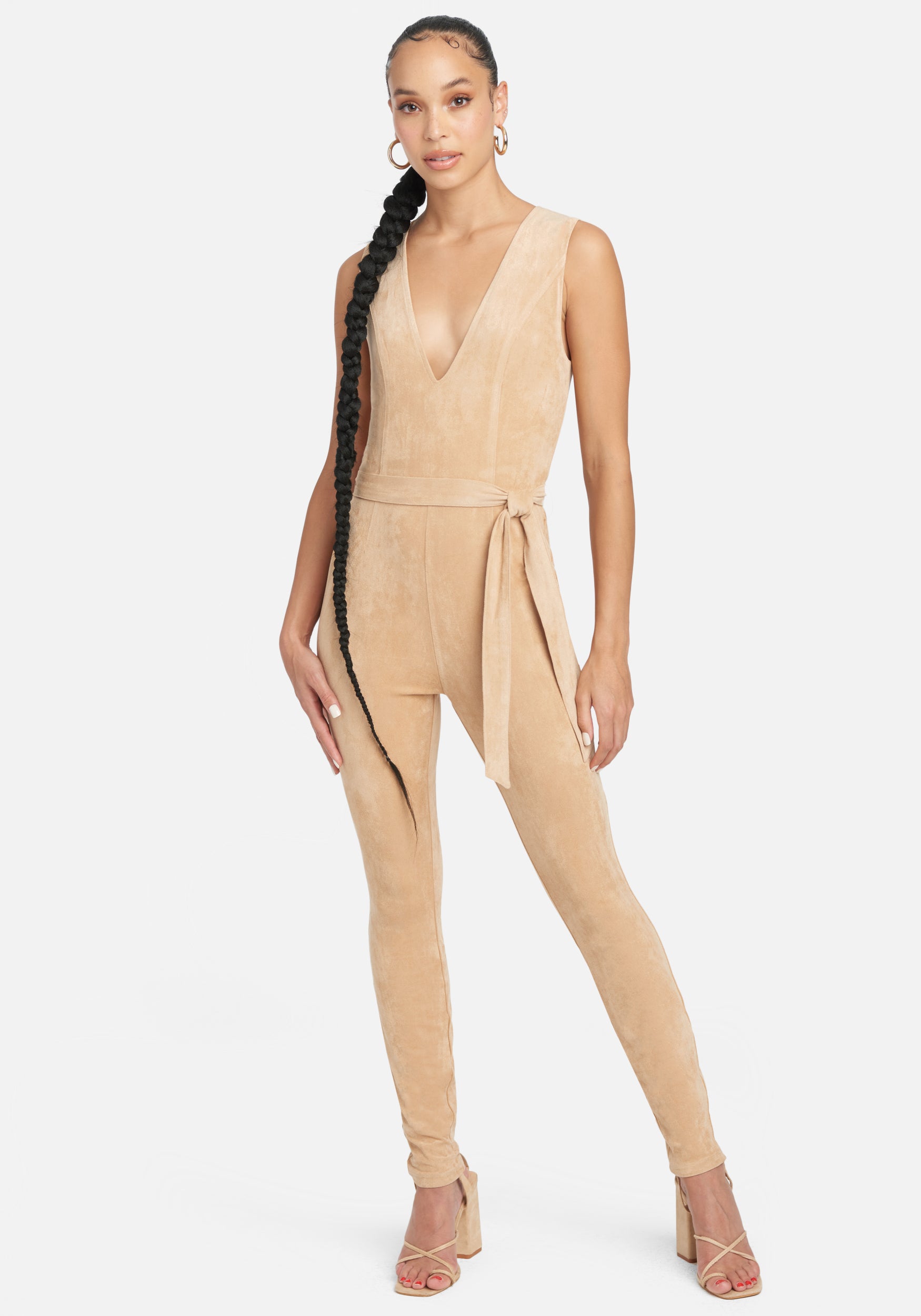 Faux Suede Jumpsuit