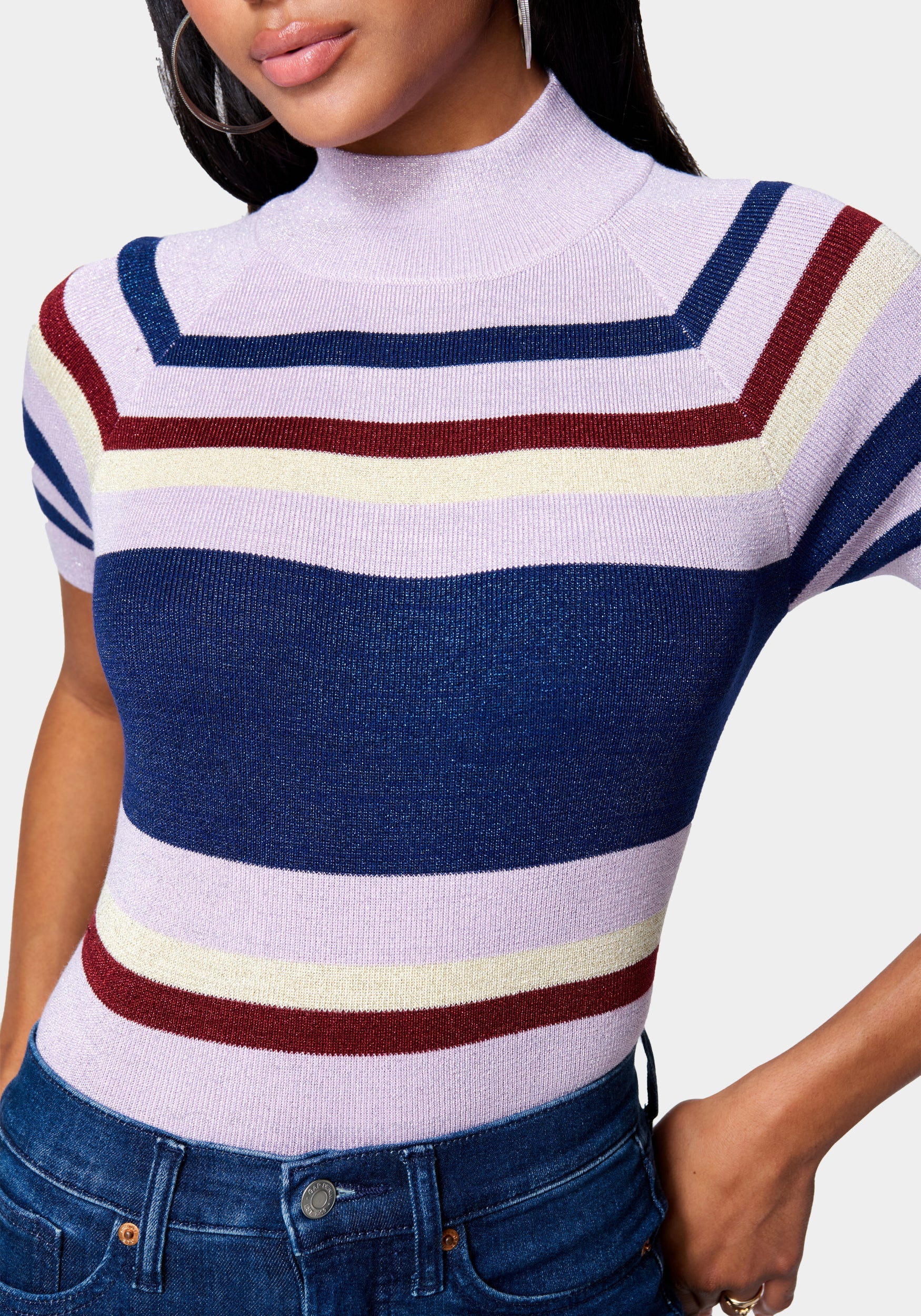 Mock Neck Lurex Sweater