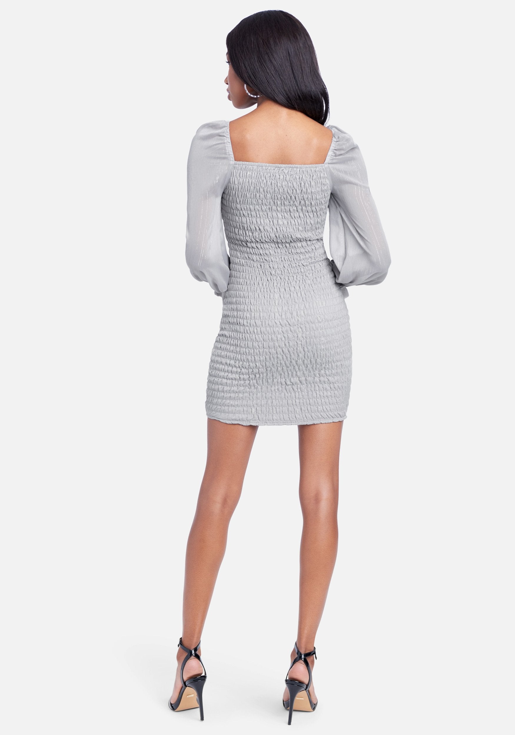 Puff Sleeve Smocked Chiffon Dress