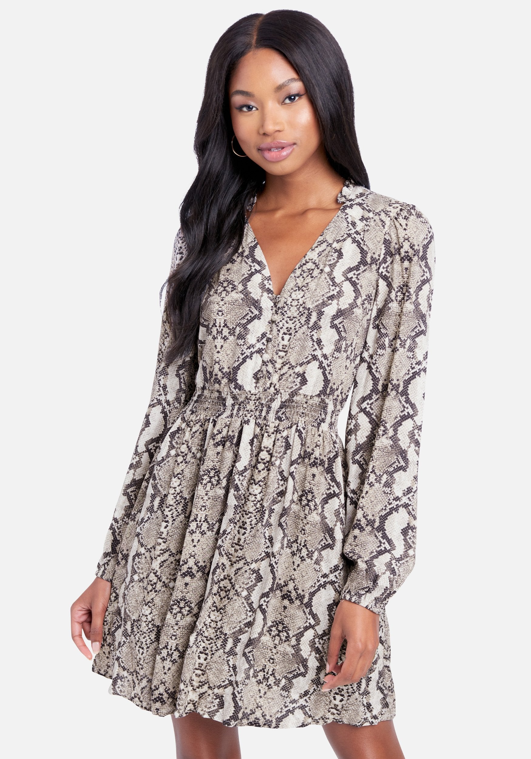 Smock Waist Flare Dress