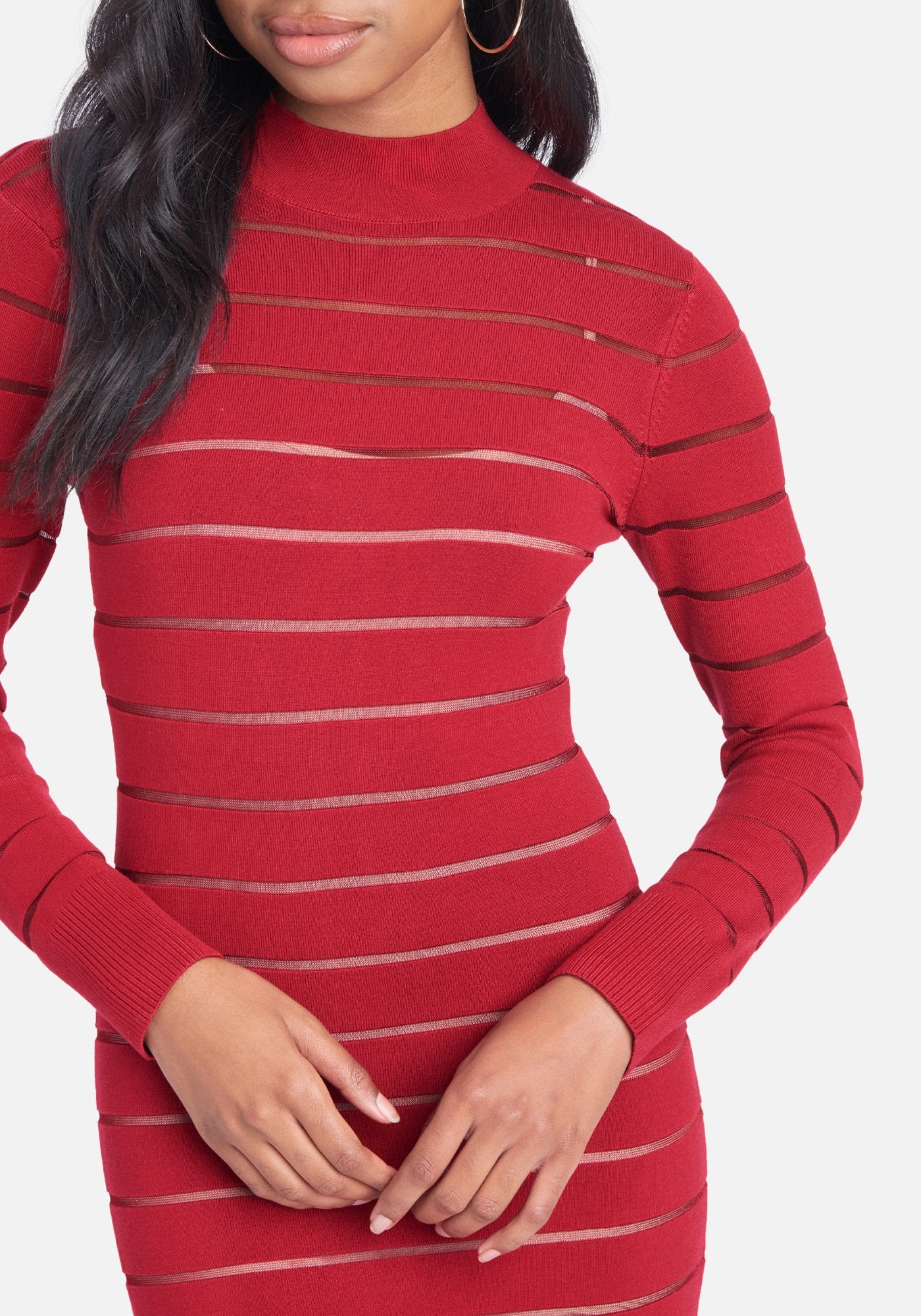 Sheer Stripe Sweater Dress