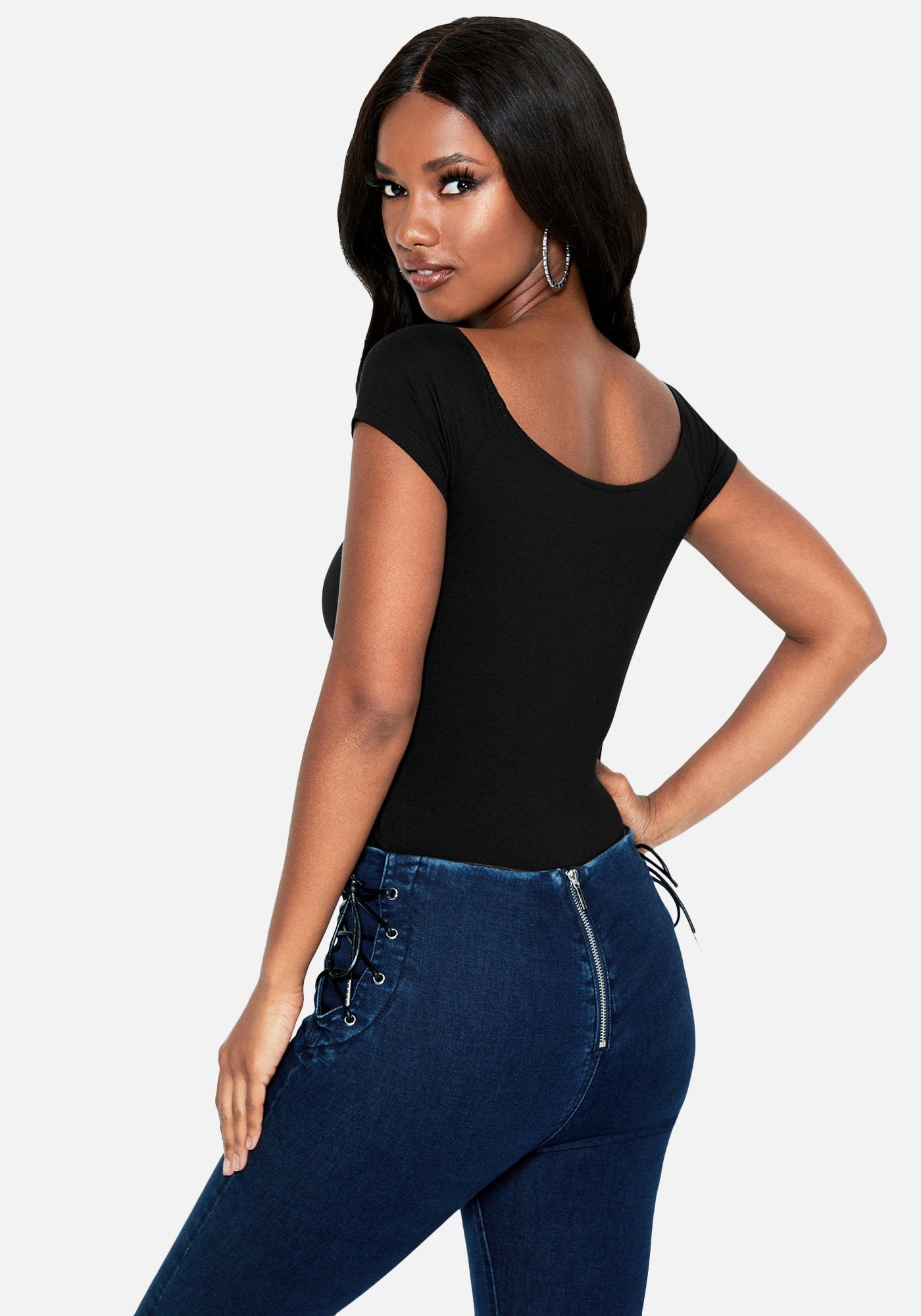 Cutout 3/4 Sleeve Knit Top