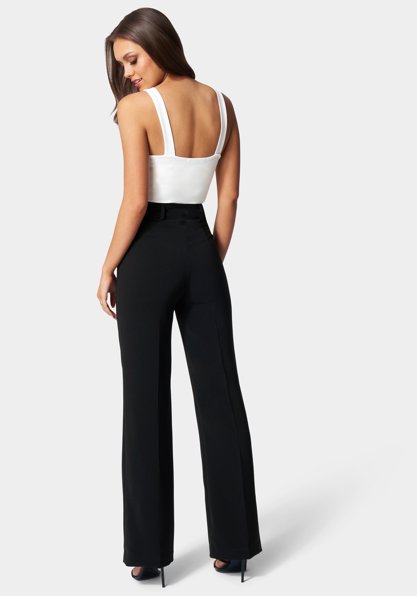 High Waist Double Button Wide Leg Pant