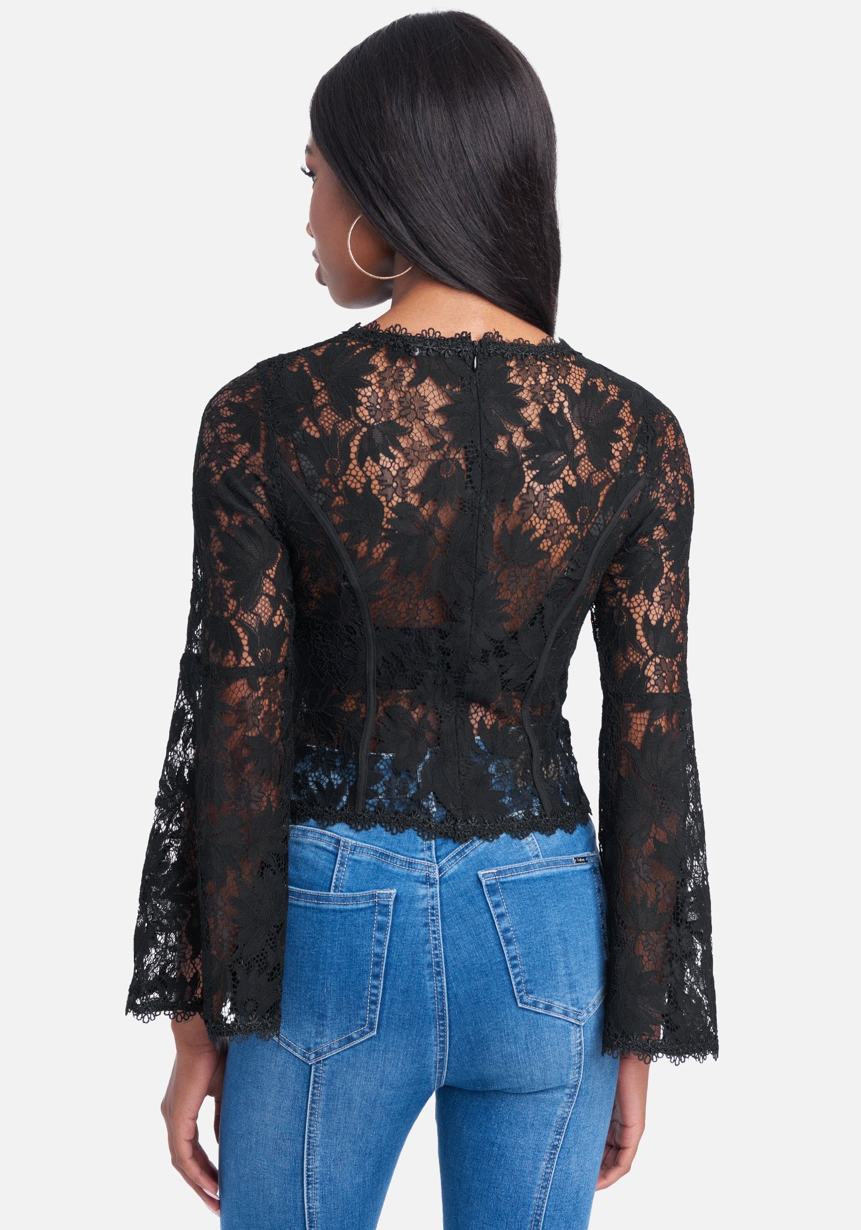 Flared Sleeve Lace Top