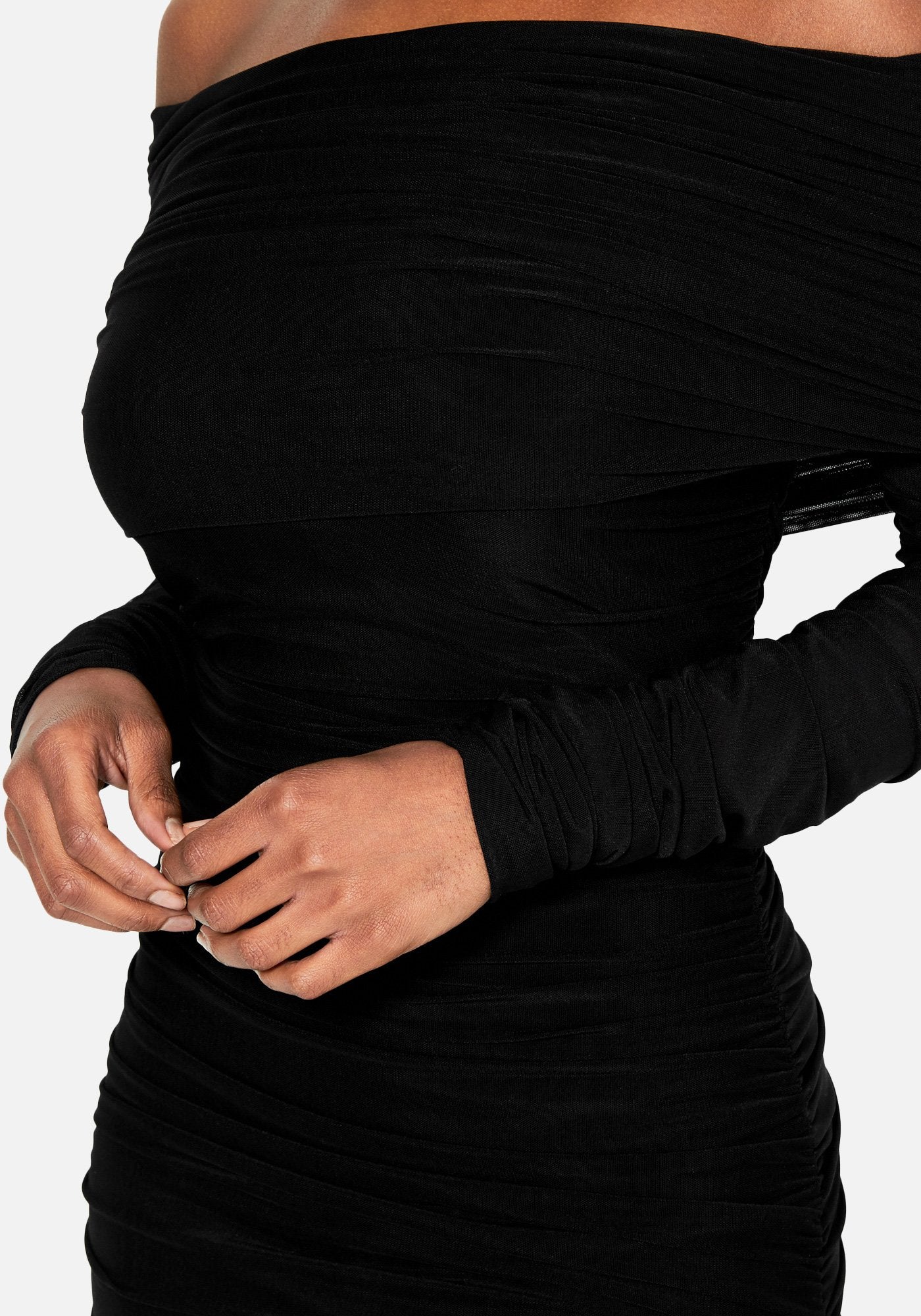 Off The Shoulder Mesh Dress