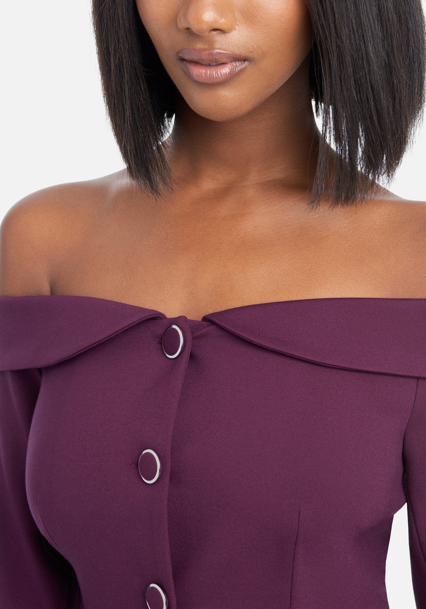 Off Shoulder Button Up Blazer