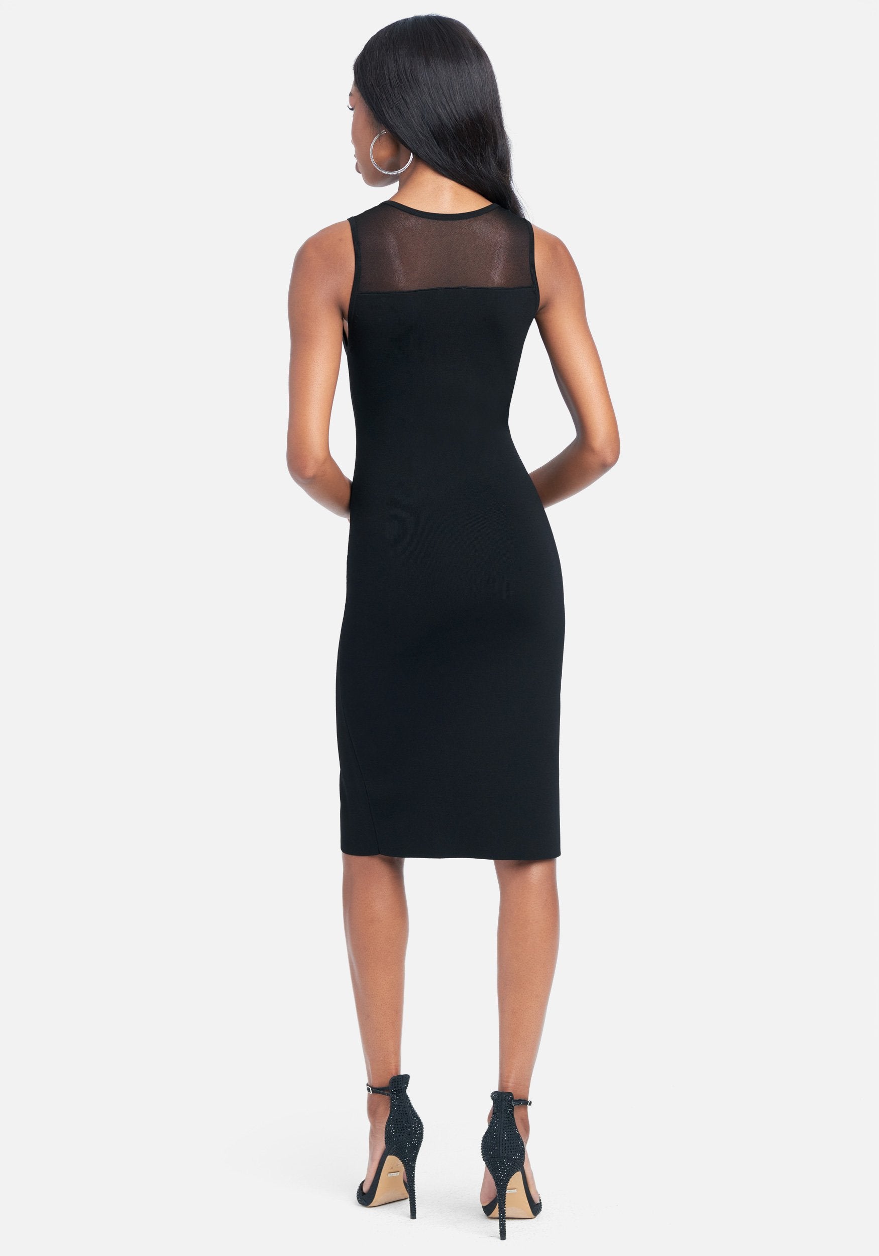 Cross Over Zipper Detail Midi Dress