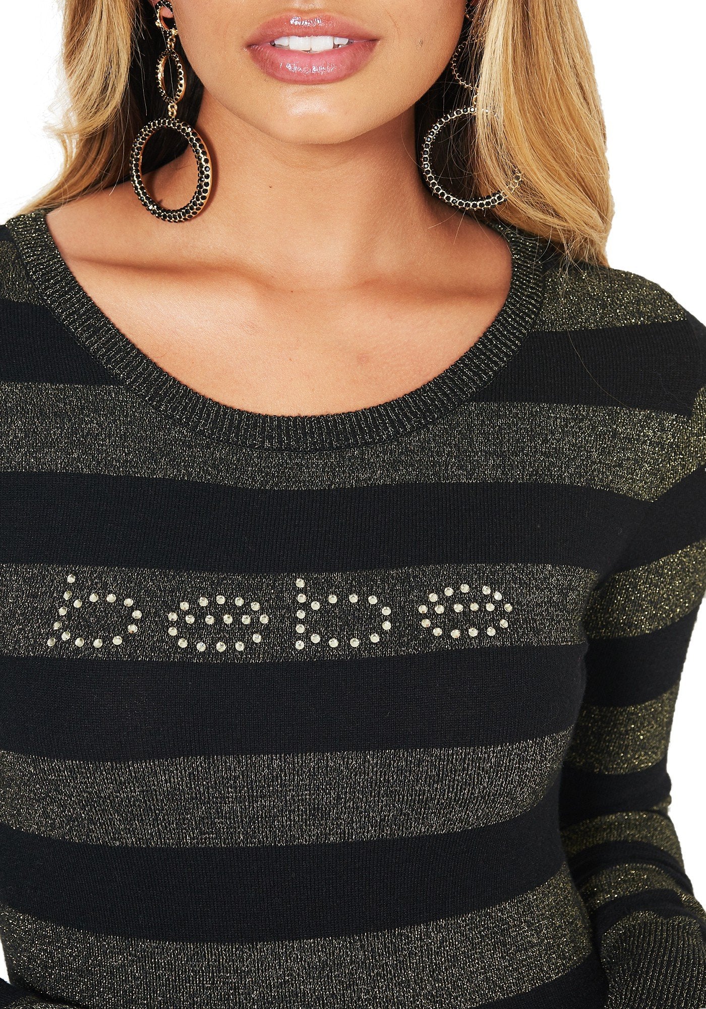 Logo Metallic Stripe Sweater