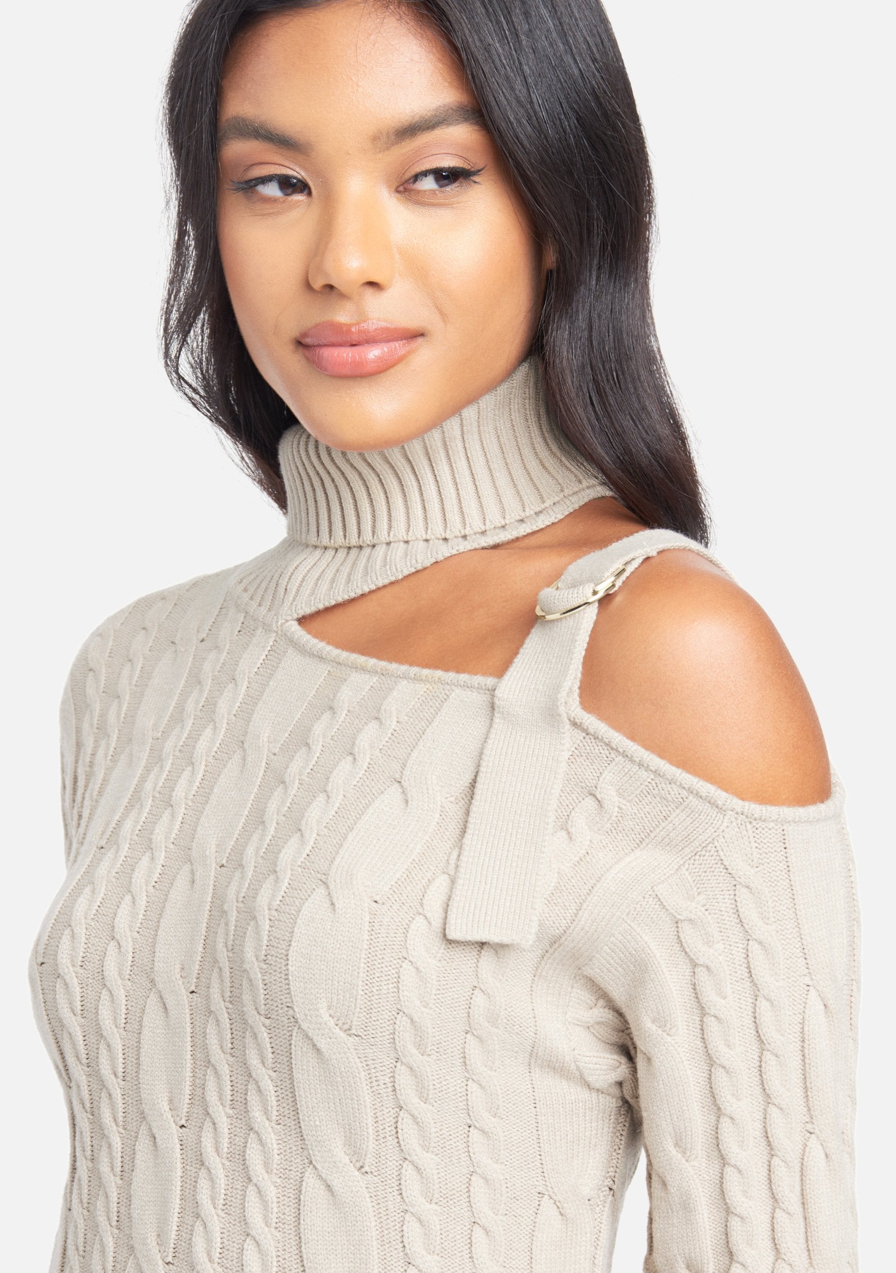 Mock Neck Cut Out Sweater Top