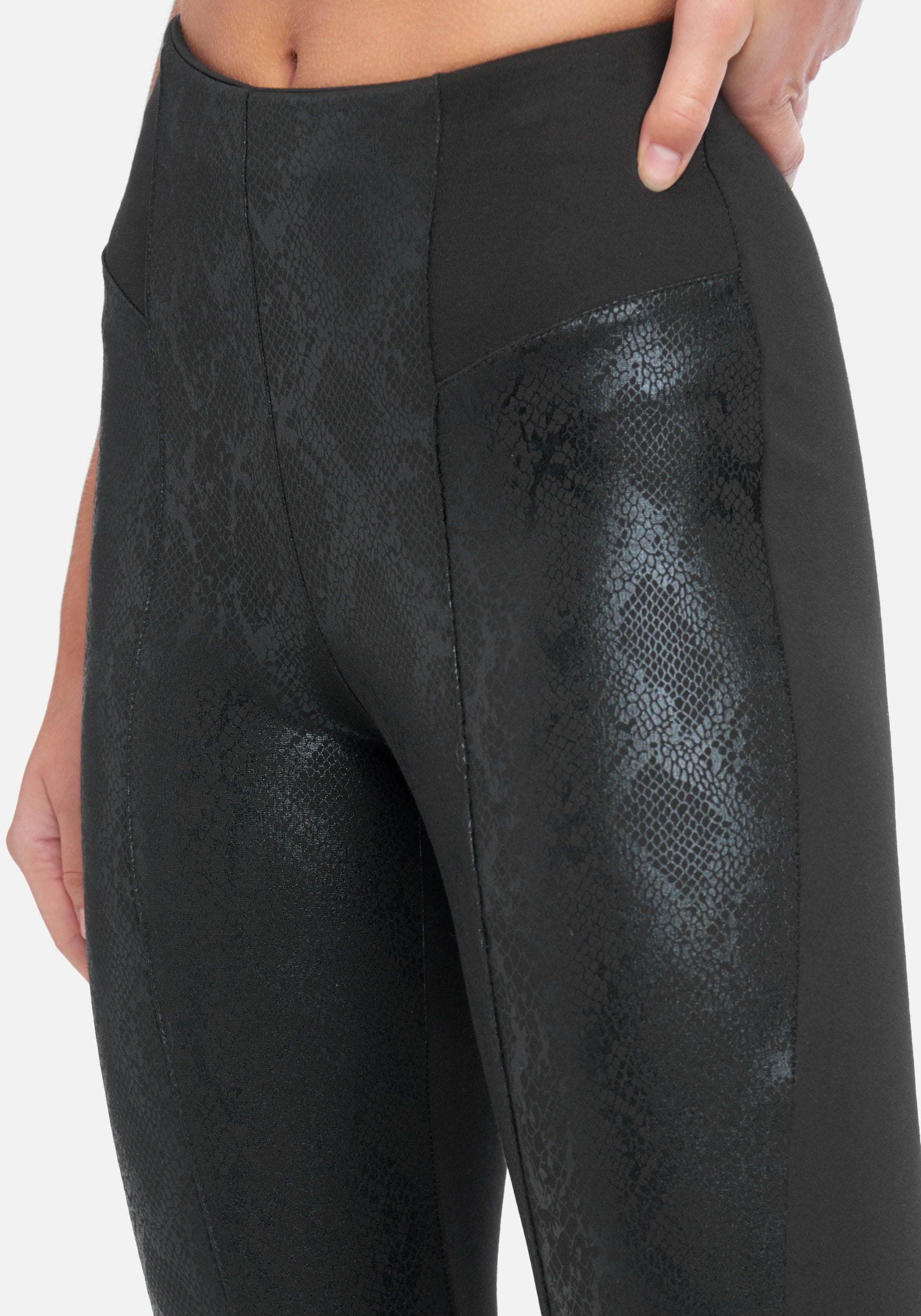 Mixed Fabric High Waist Legging