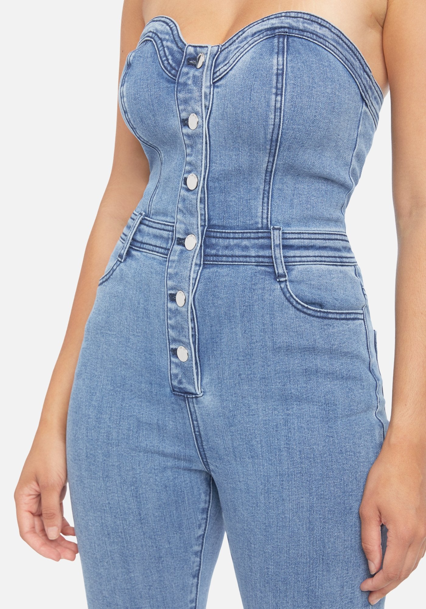 Sweetheart Denim Skinny Jumpsuit
