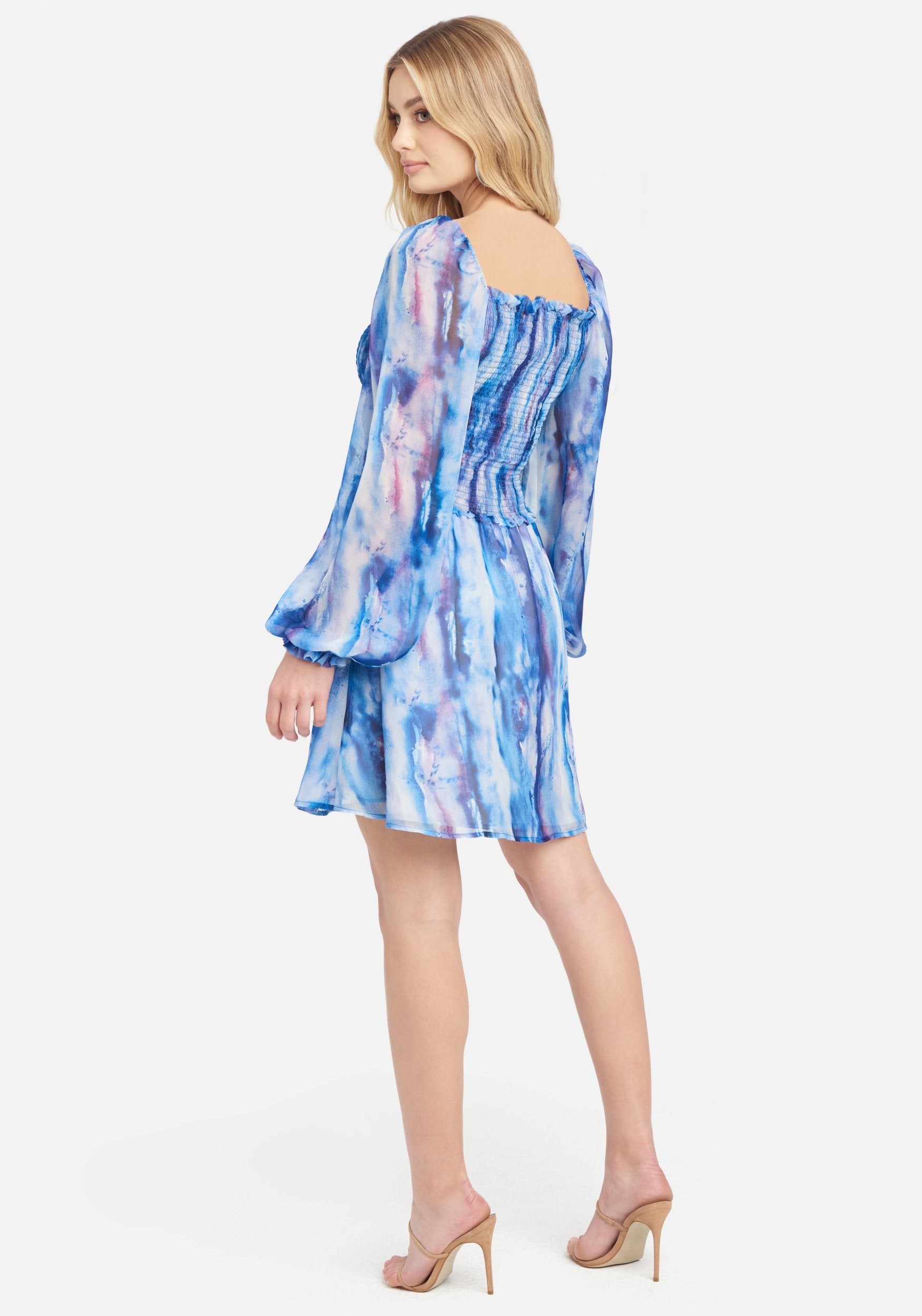 Printed Chiffon Smocked Flowy Dress