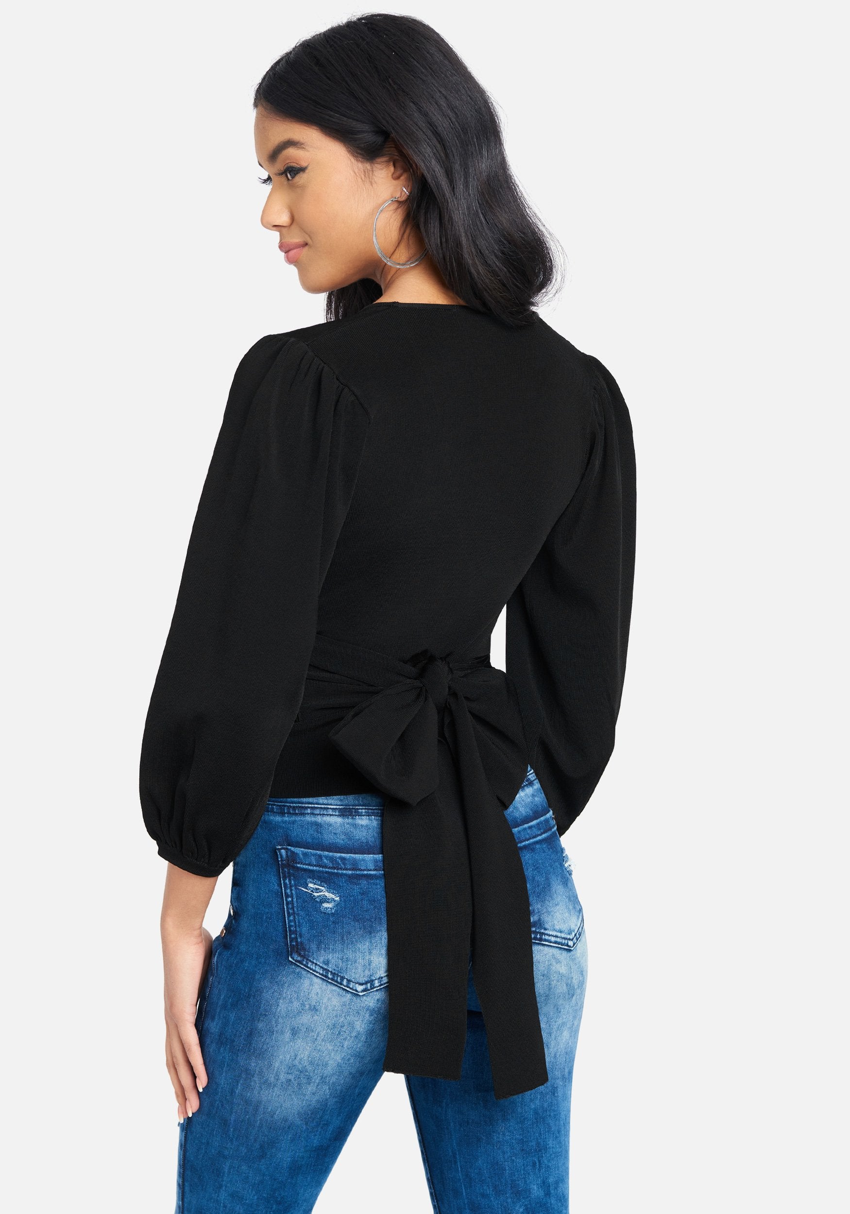 Surplice Wrap Around Sweater Top