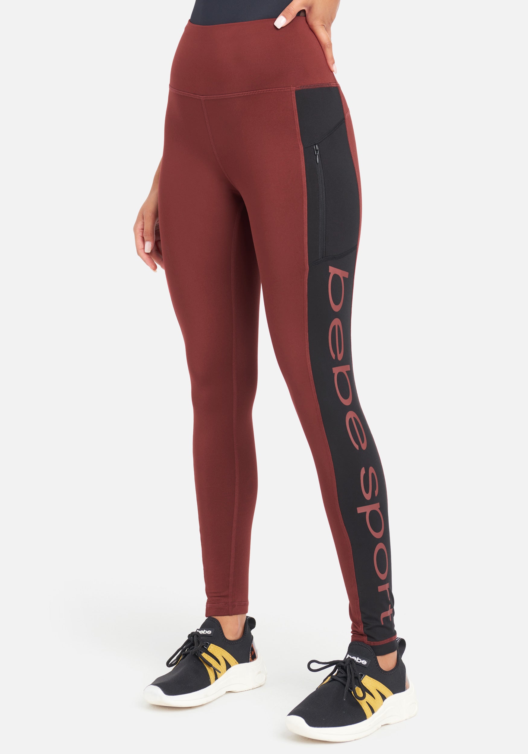 Bebe Sport Side Panel Legging with Side Zip Pocket