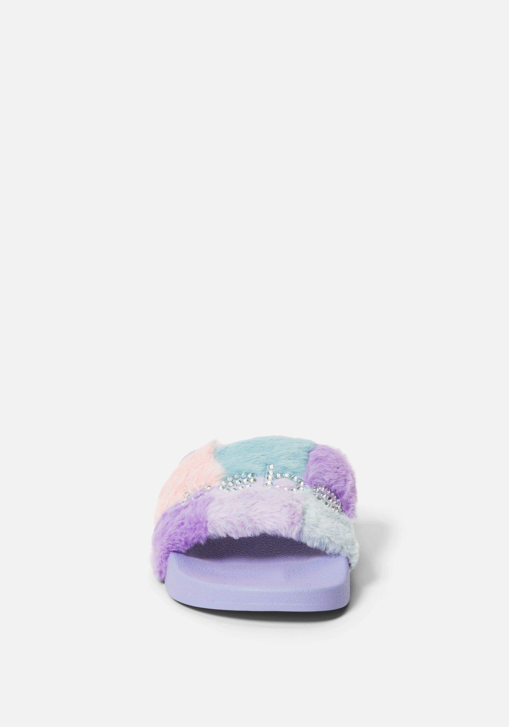 Fantasia Plaid Faux Fur Slides