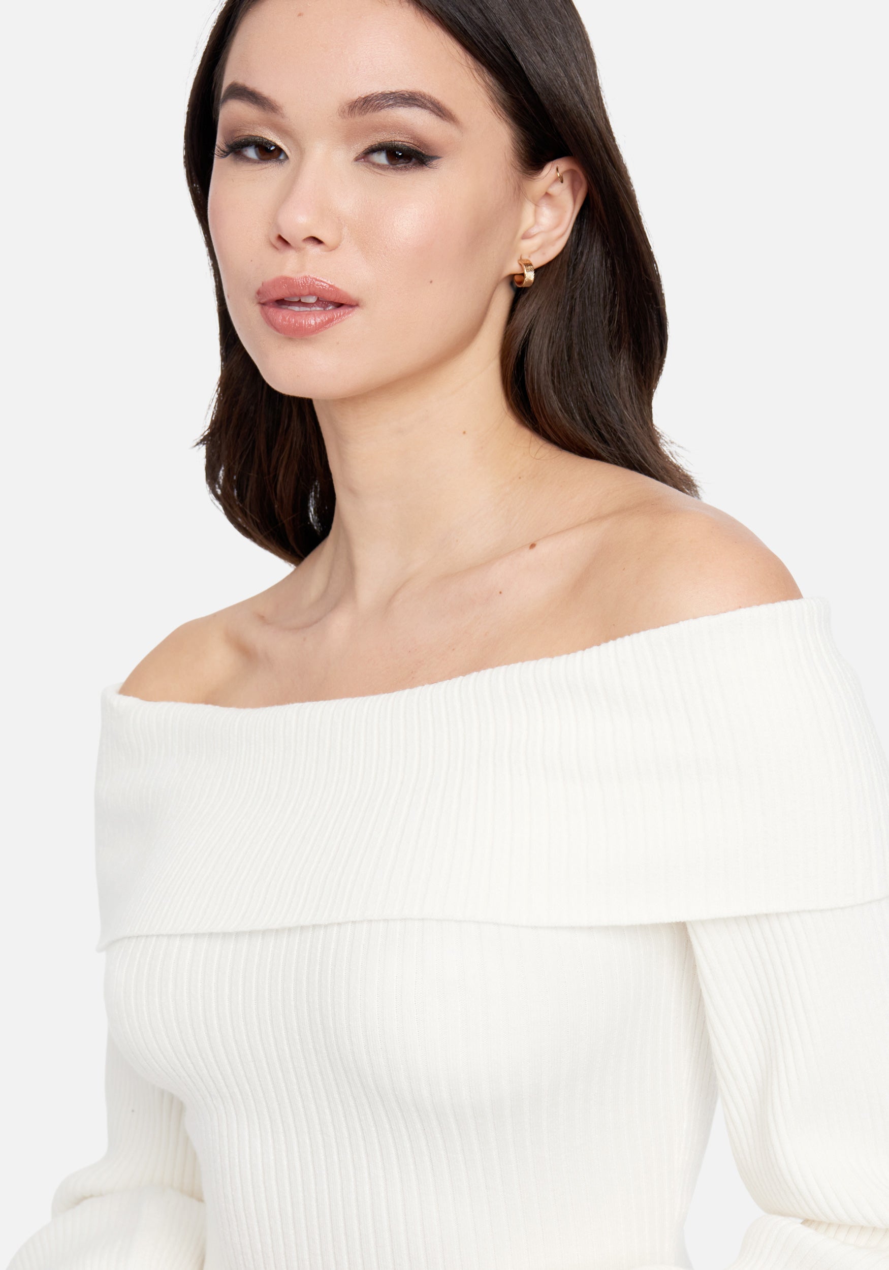 Overlay Balloon Sleeve Knit Dress