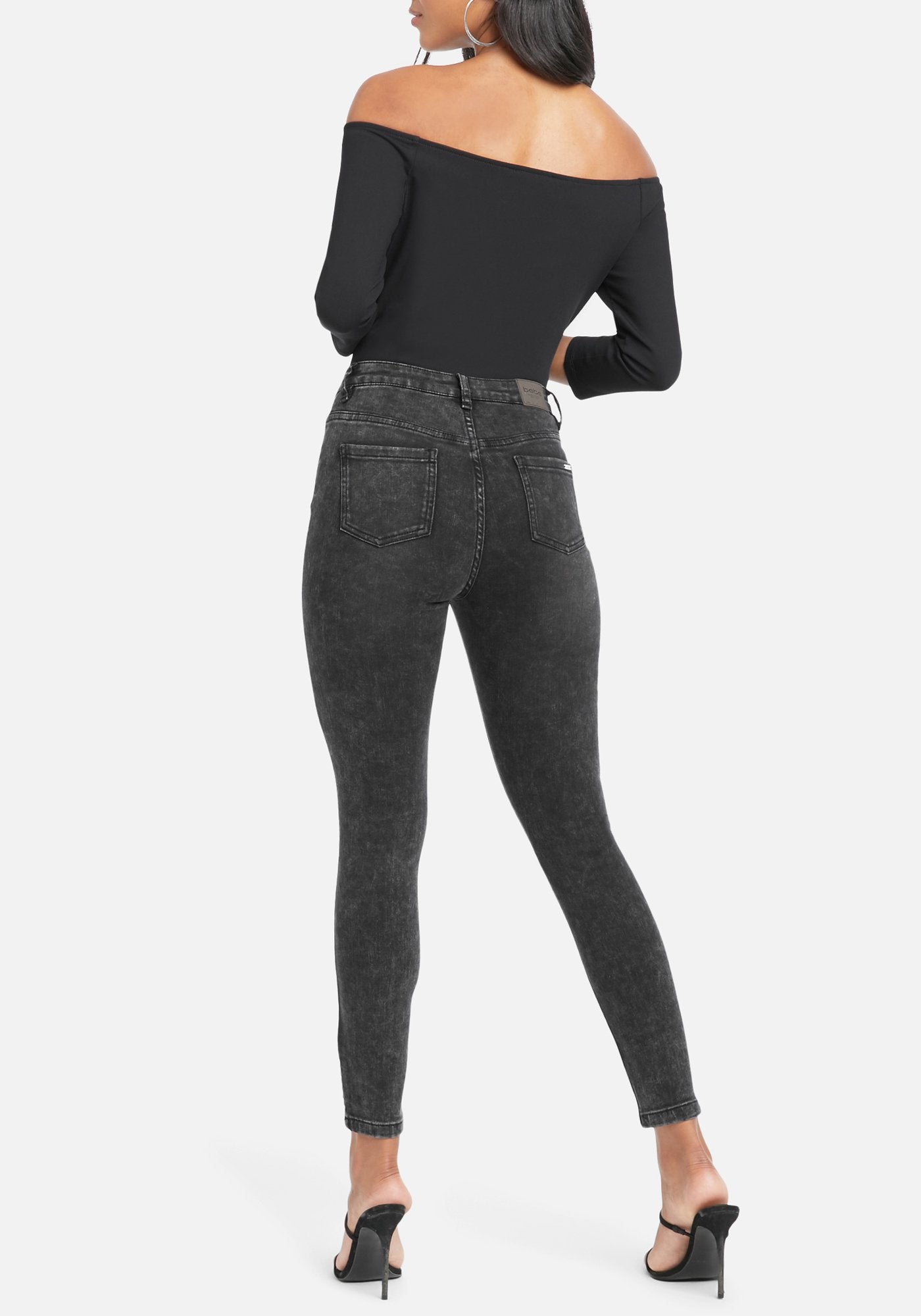 Acid Wash Moto Skinny Jeans