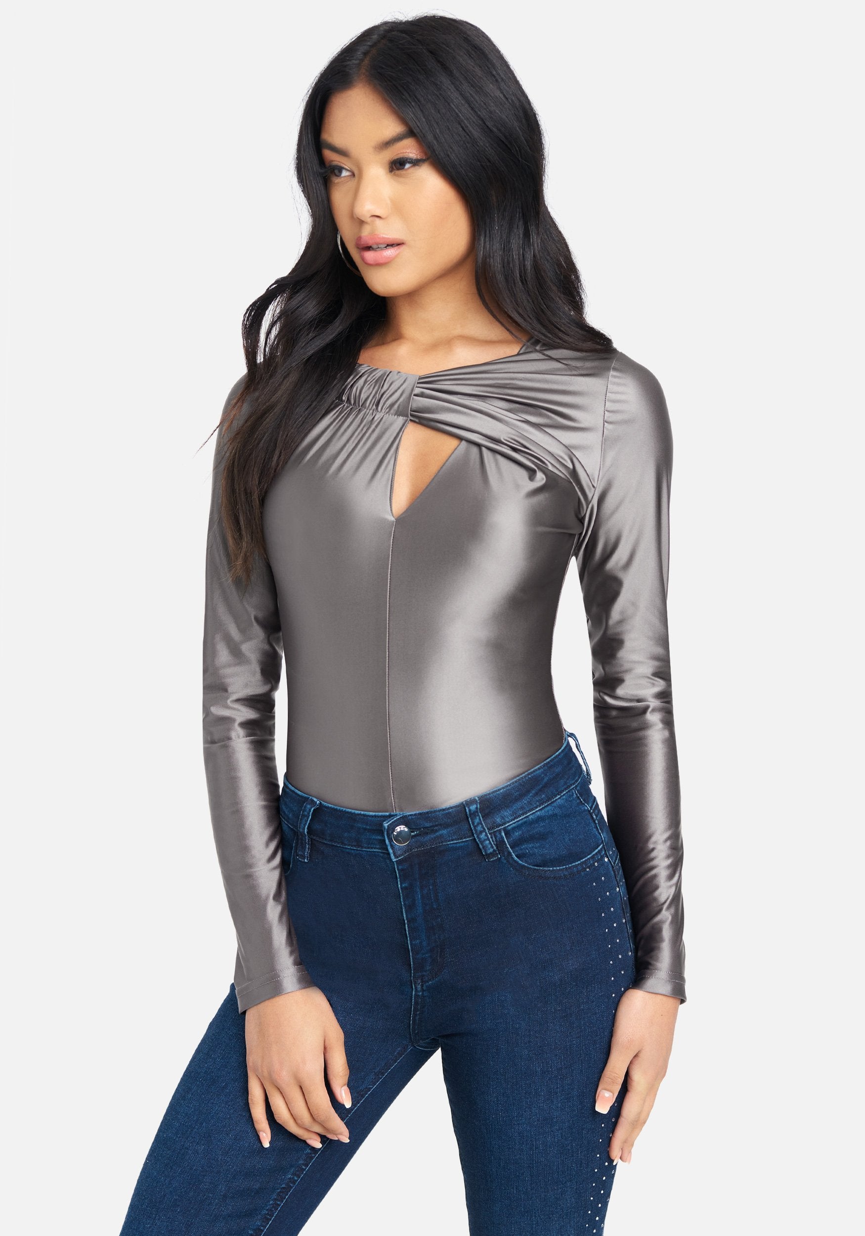 Liquid Shine Twist Front Knit Top