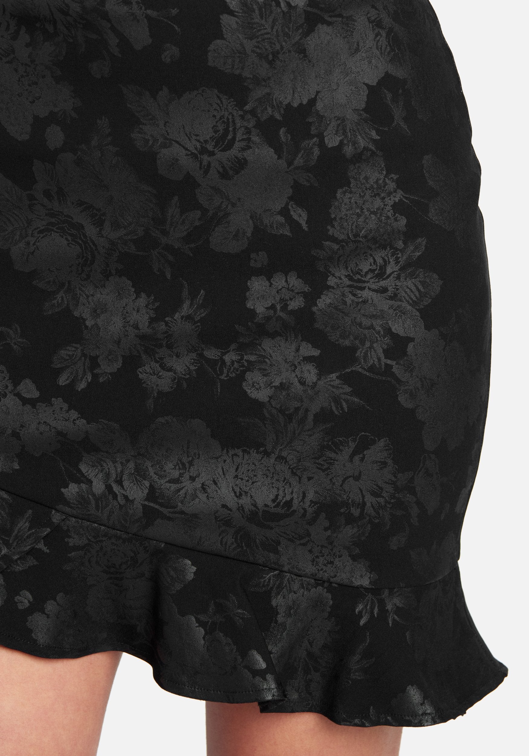 Printed Coated Ruffle Mini Skirt