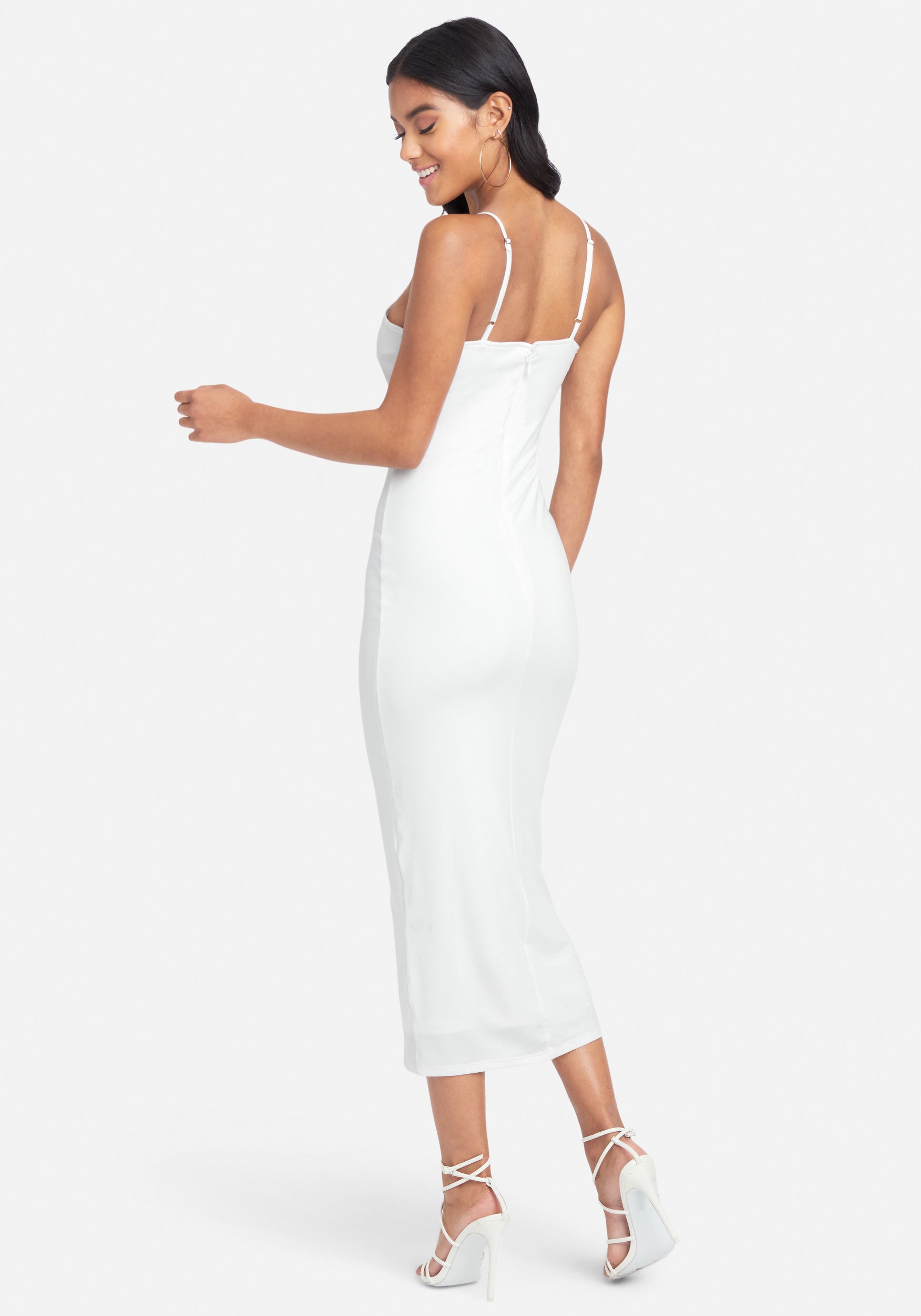 Plunge Neck Bodycon Midi Dress