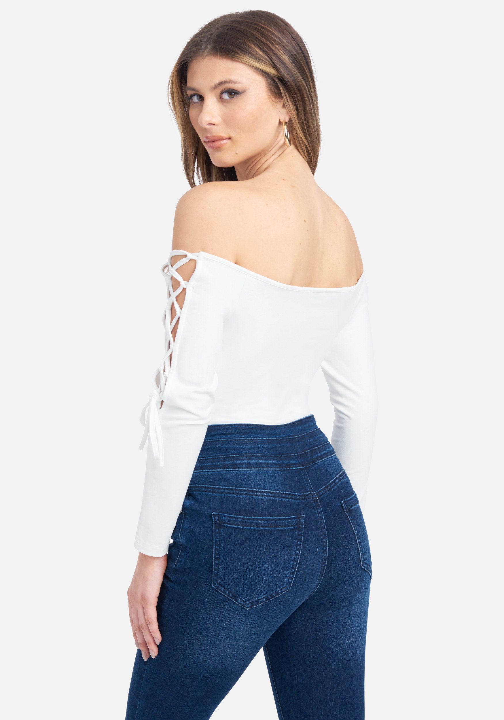 Off The Shoulder Lace Up Top