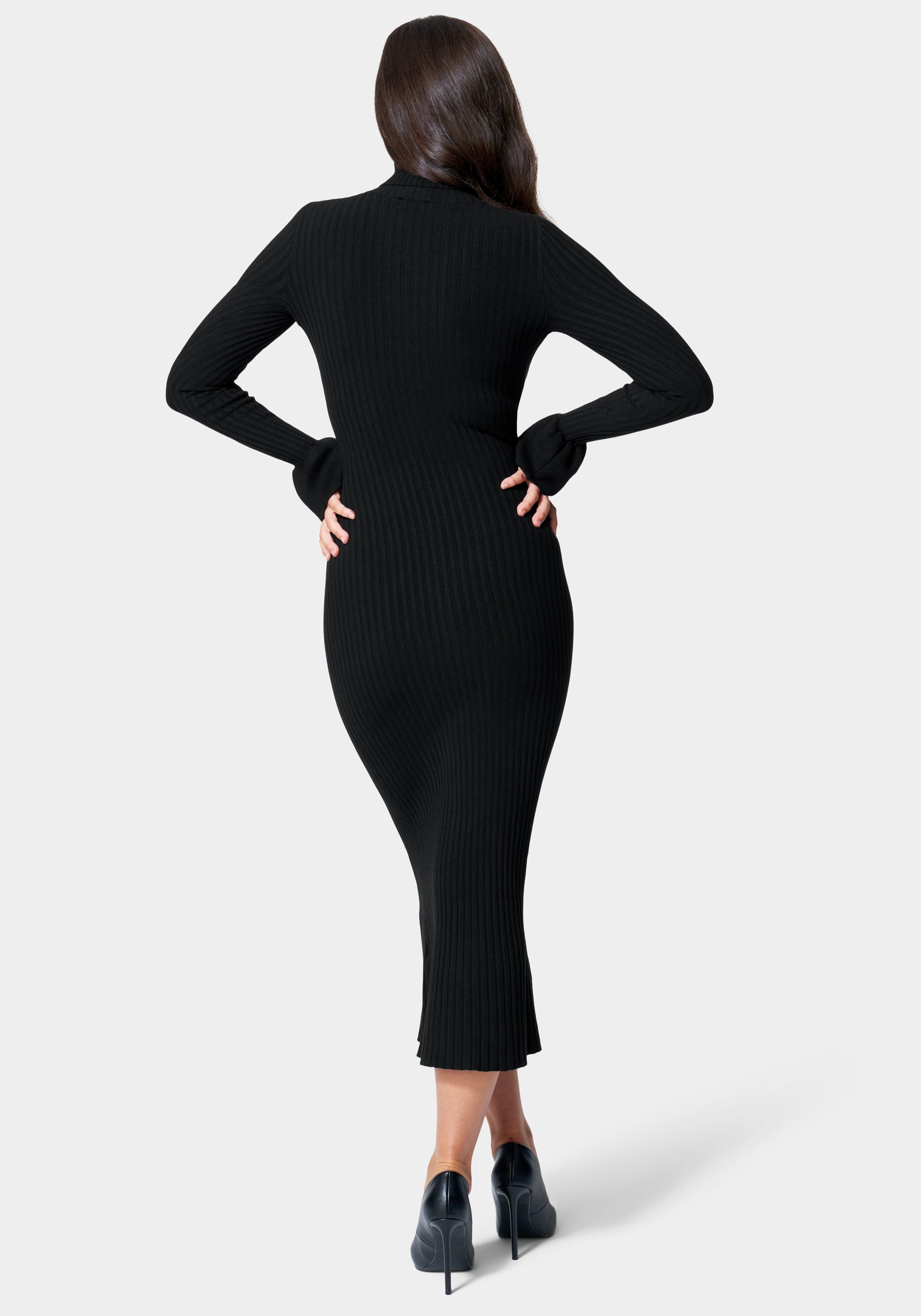 Bell Sleeve Turtleneck Midi Dress