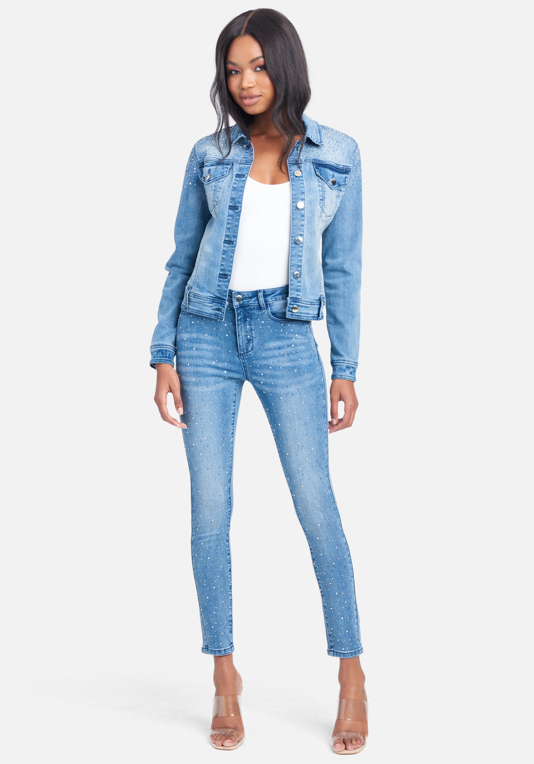 Stud and Rhinestone Jean Jacket