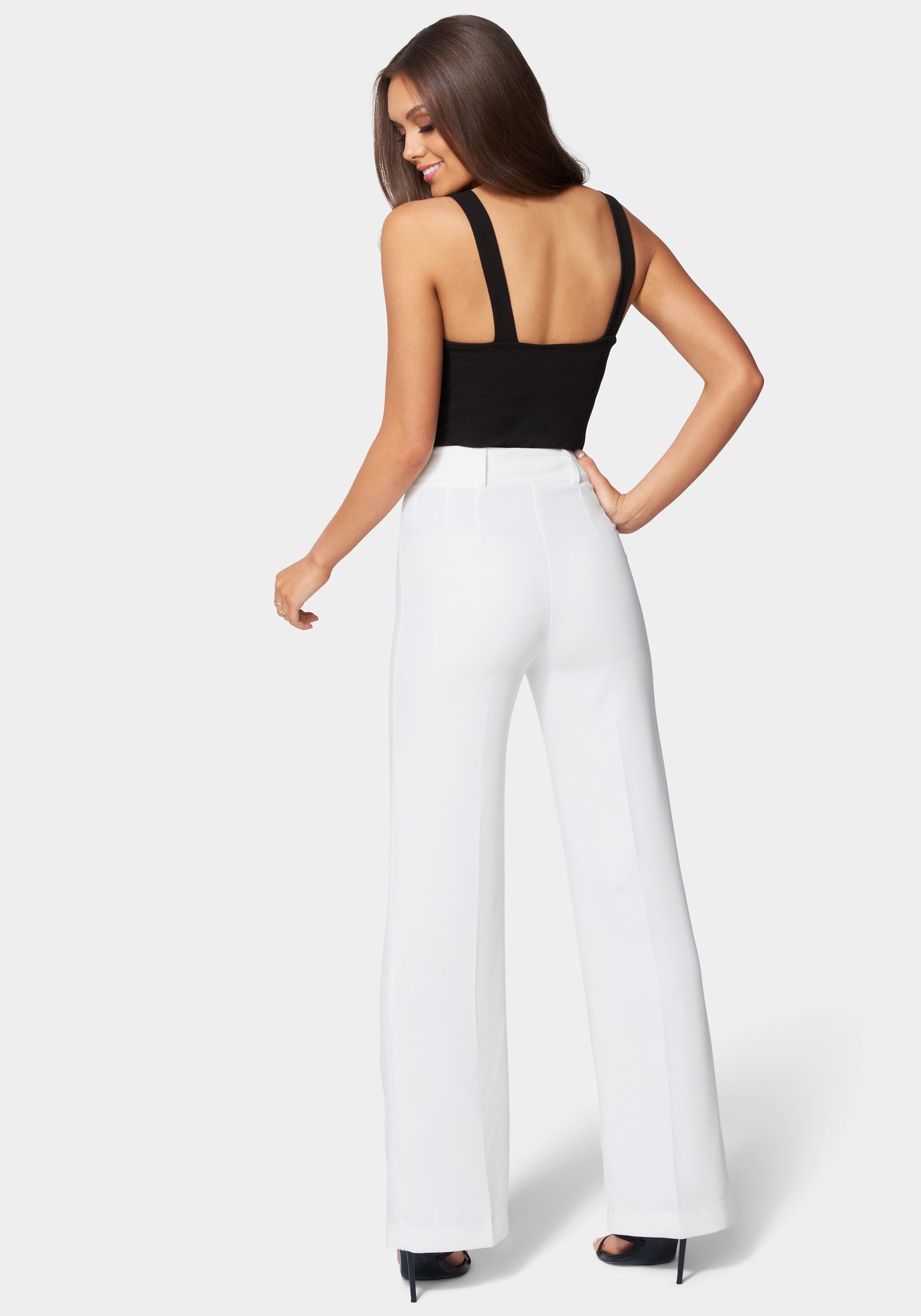 High Waist Double Button Wide Leg Pant