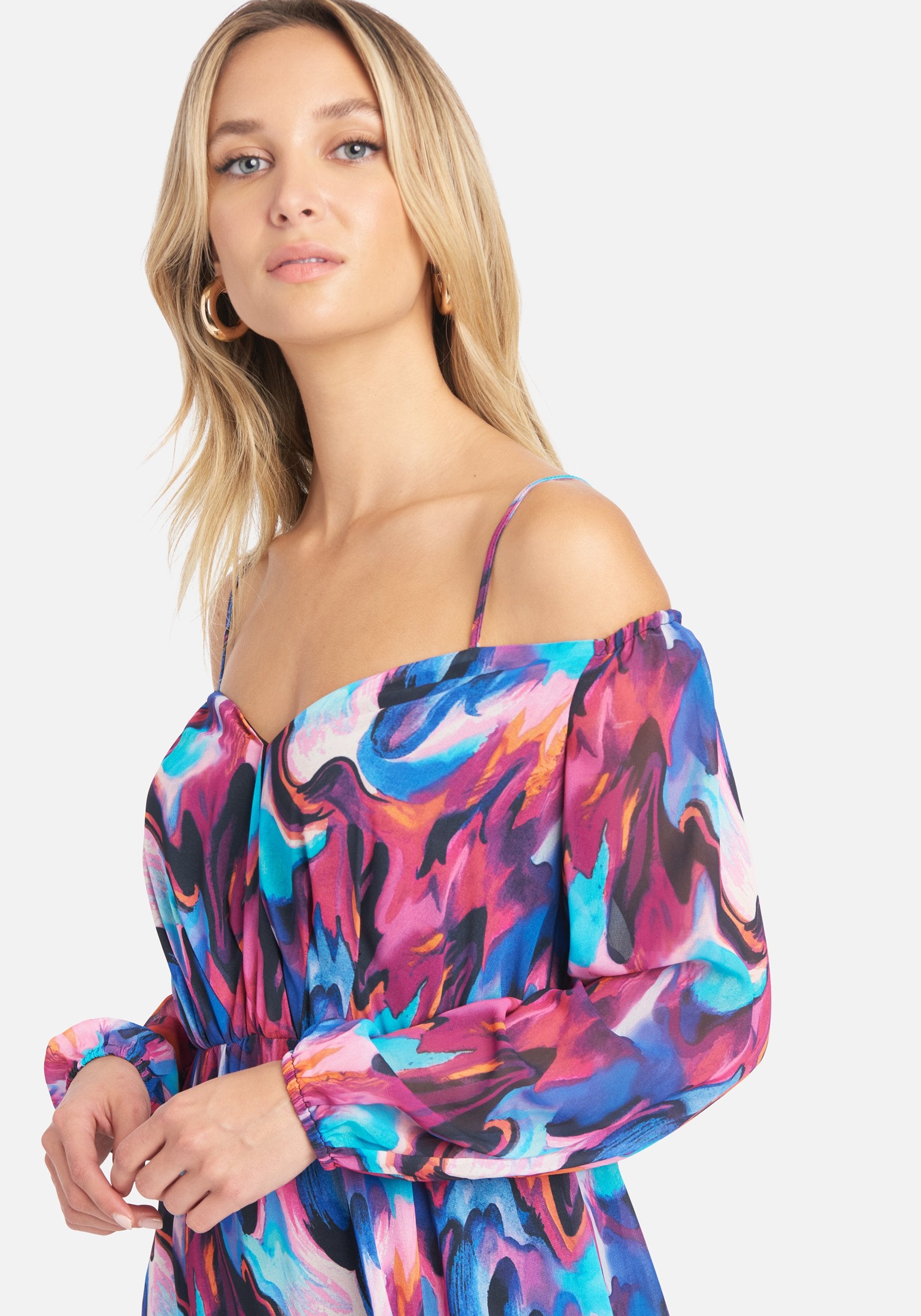 Printed Romantic Slit Maxi Dress