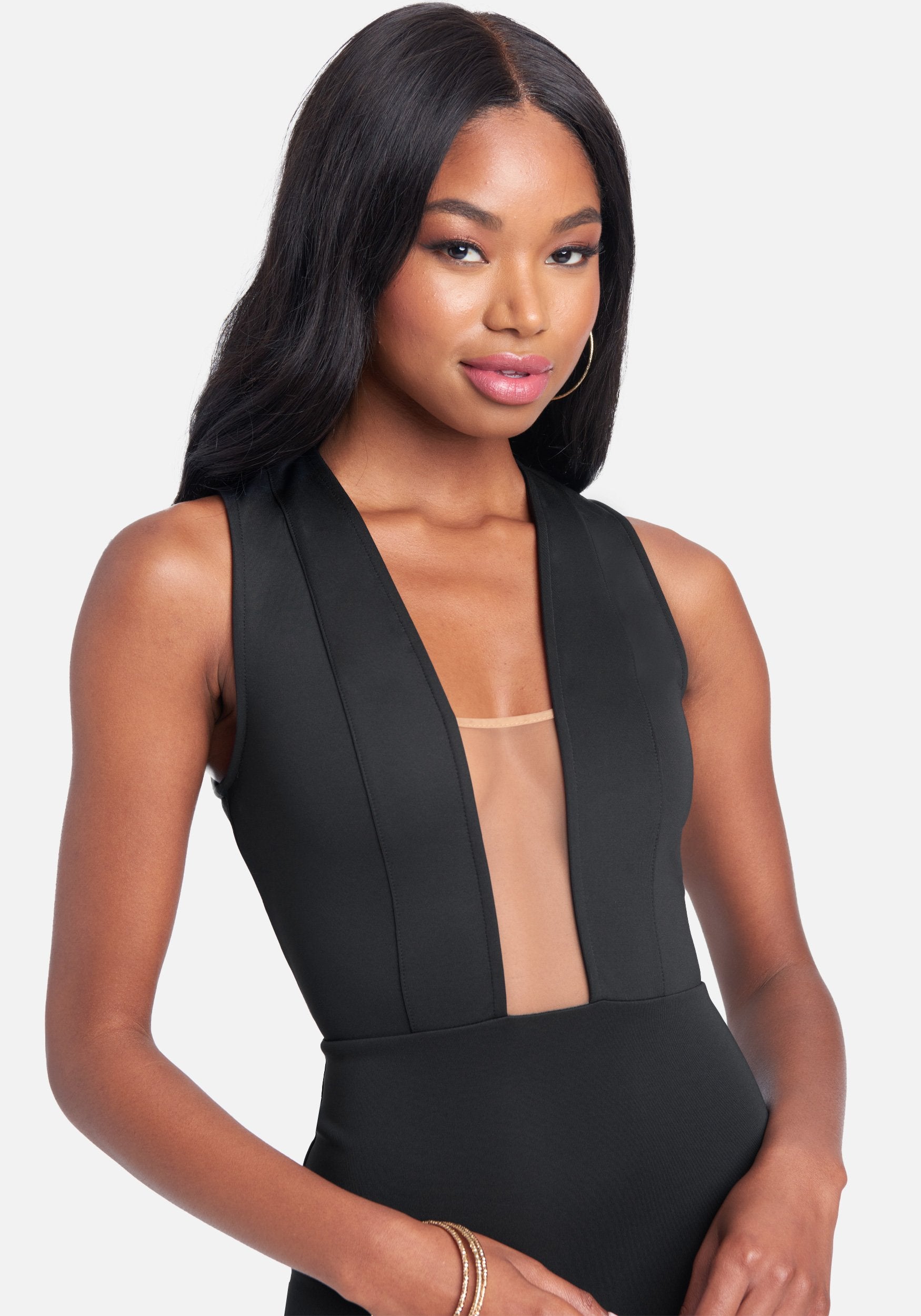 Illusion Mesh Scuba Dress